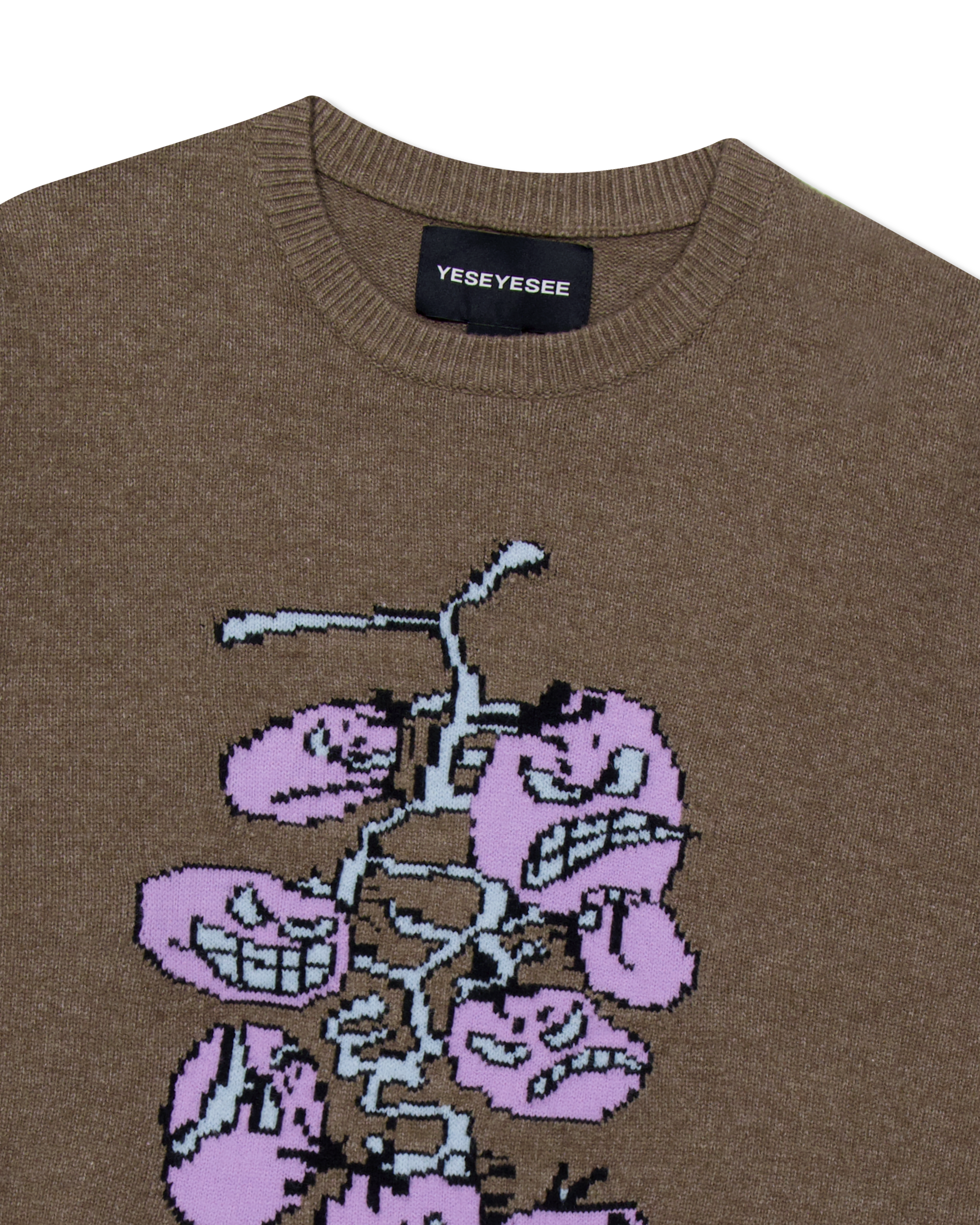 yeseyesee - Cherry Tomatoes Graphic Knit Pullover (Brown) product image 4 | TRAB K-Fashion Australia