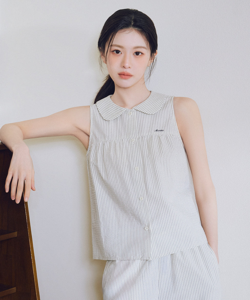 Marithe & Francois Girbaud - Round Collar Sleeveless Blouse (Ivory) product image 2 | TRAB K-Fashion Australia