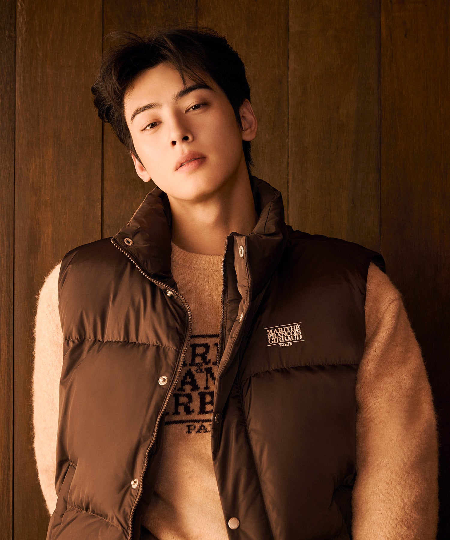 Marithe & Francois Girbaud - Classic Logo Down Vest (Dark Brown) product image 2 | TRAB K-Fashion Australia