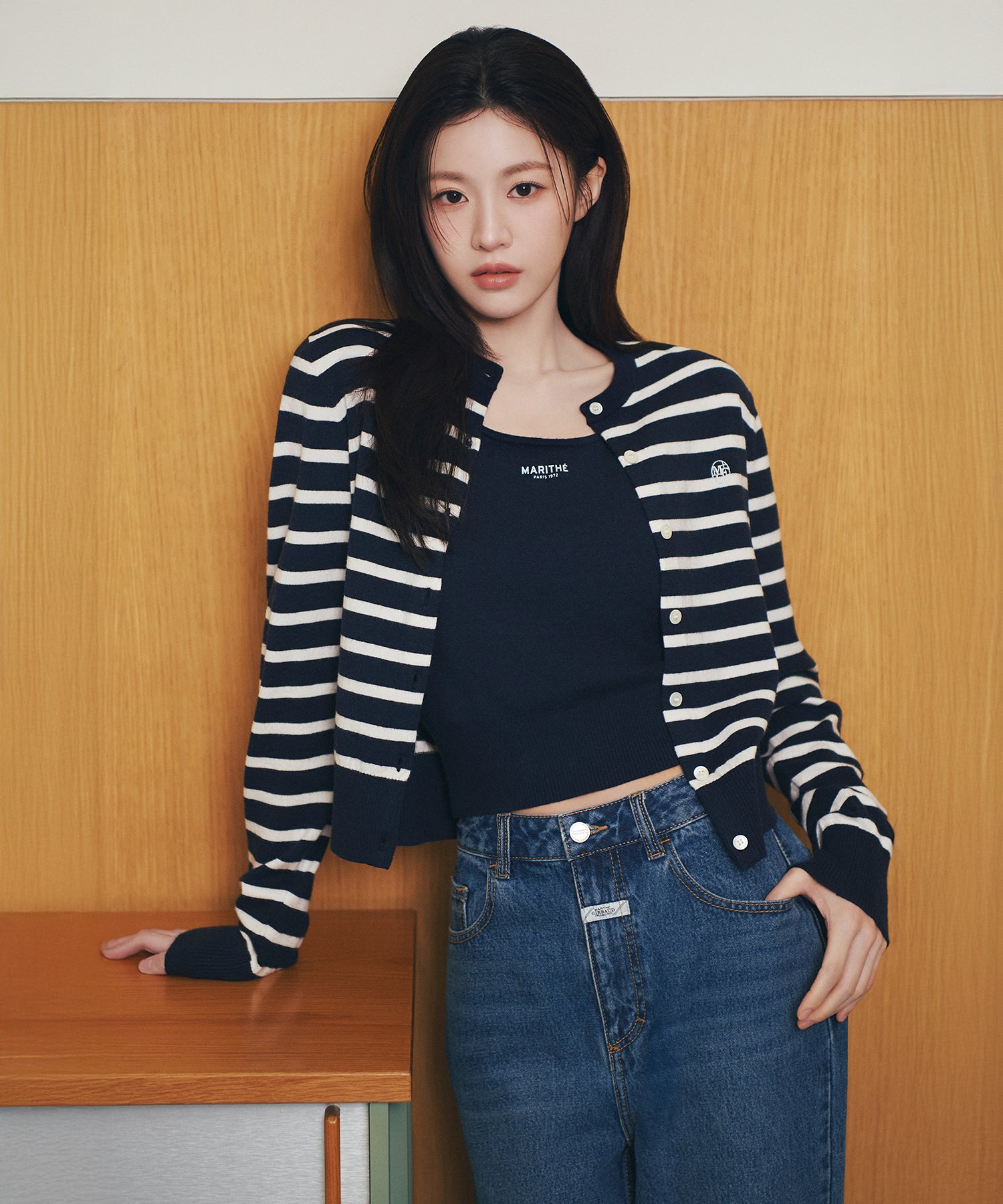Marithe & Francois Girbaud - Layered Skirt Denim Pants (Blue) product image 2 | TRAB K-Fashion Australia