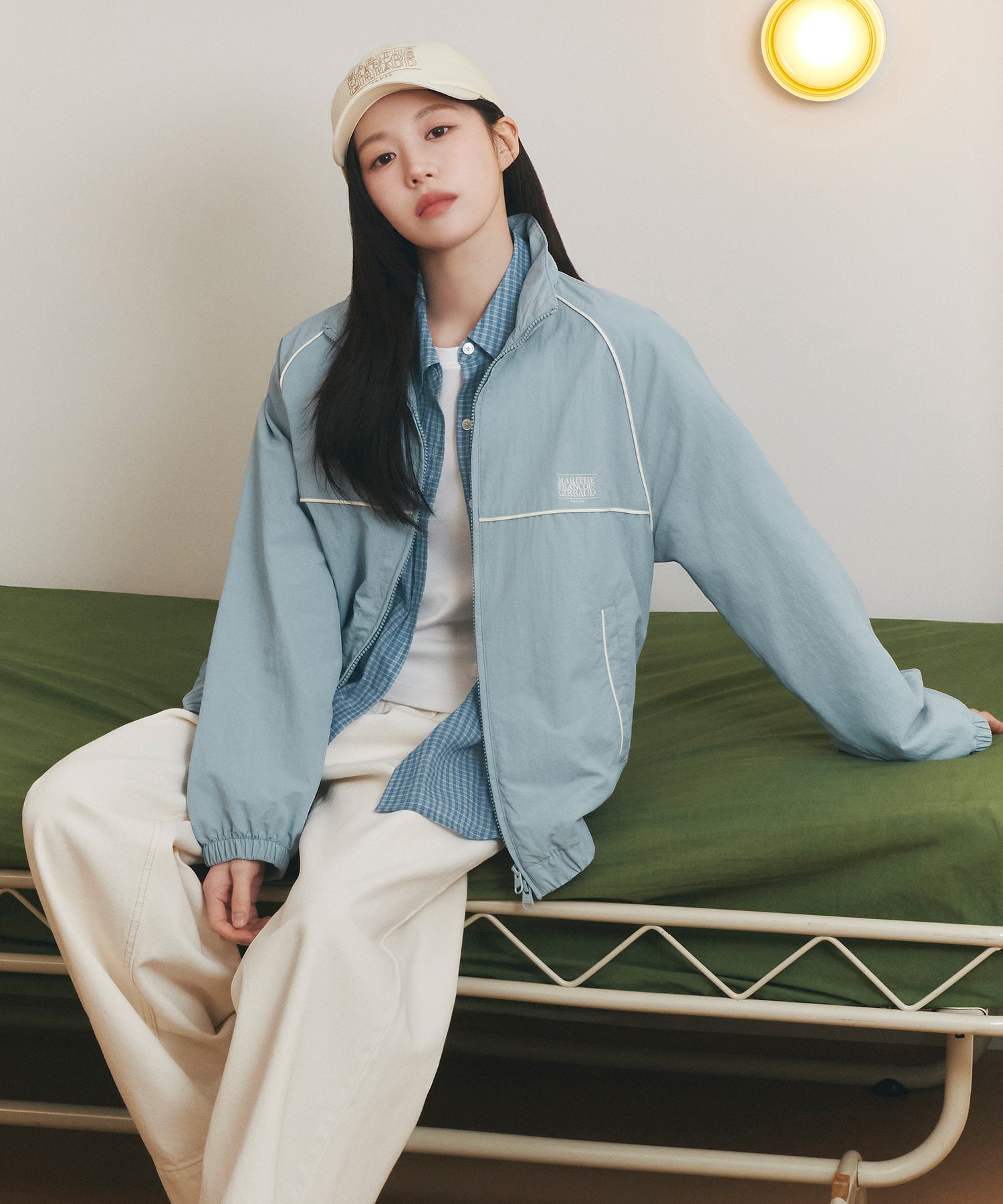 Marithe & Francois Girbaud - Classic Logo High Neck Wind Jacket (Ash Blue) product image 2 | TRAB K-Fashion Australia