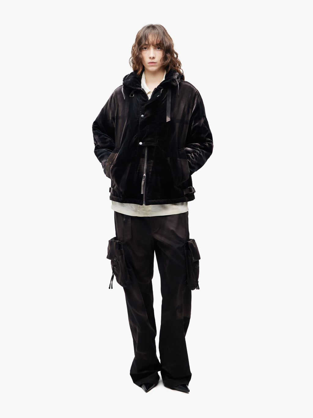 Jiyong Kim - Sun-Bleached Convertible Collar Jacket (Black) product image 3 | TRAB K-Fashion Australia