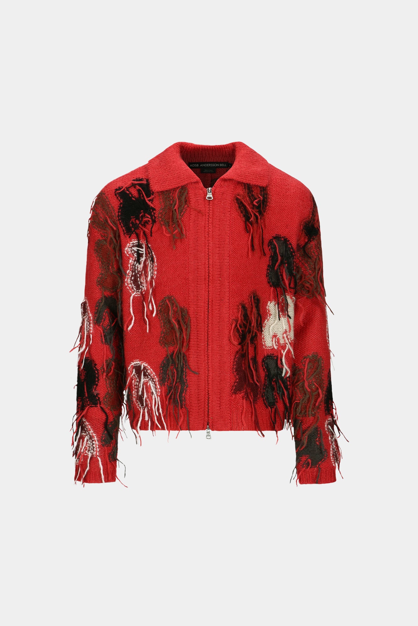 Andersson Bell - Rainbow Intarsia Zip-Up Cardigan (Red) product image 7 | TRAB K-Fashion Australia