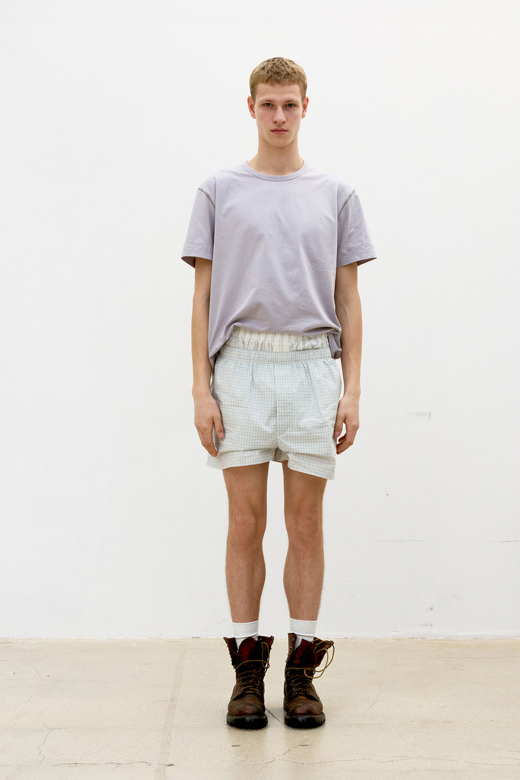 Coor - Chain Stitch Pointed Crop T-Shirt (Light Purple) product image 2 | TRAB K-Fashion Australia