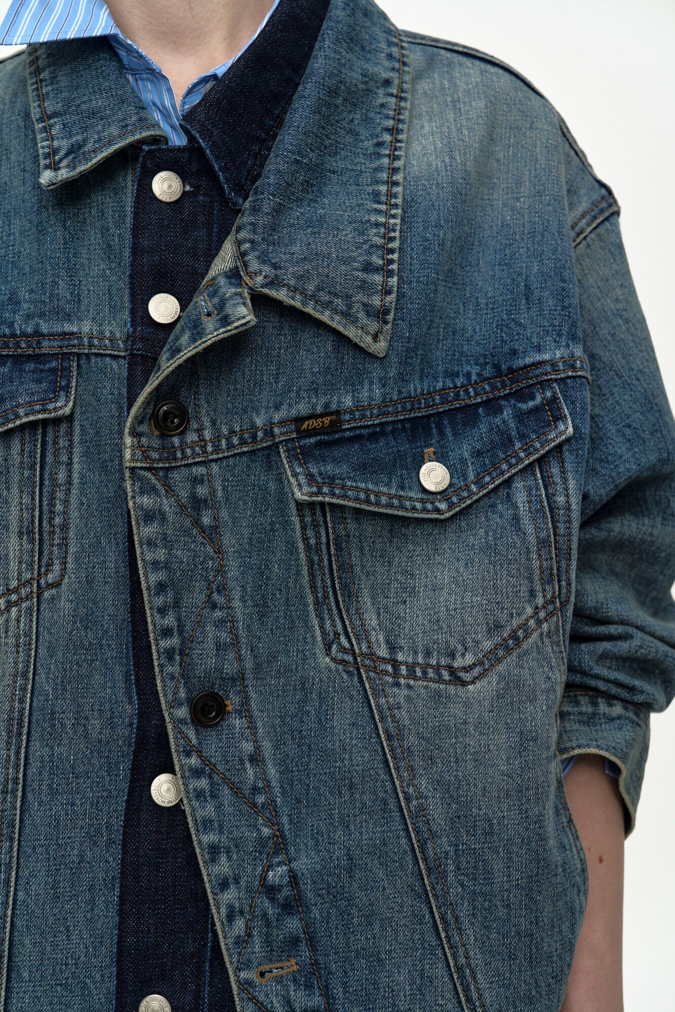 Andersson Bell - Unisex Asymmetric Layered Denim Jacket (Blue) product image 5 | TRAB K-Fashion Australia