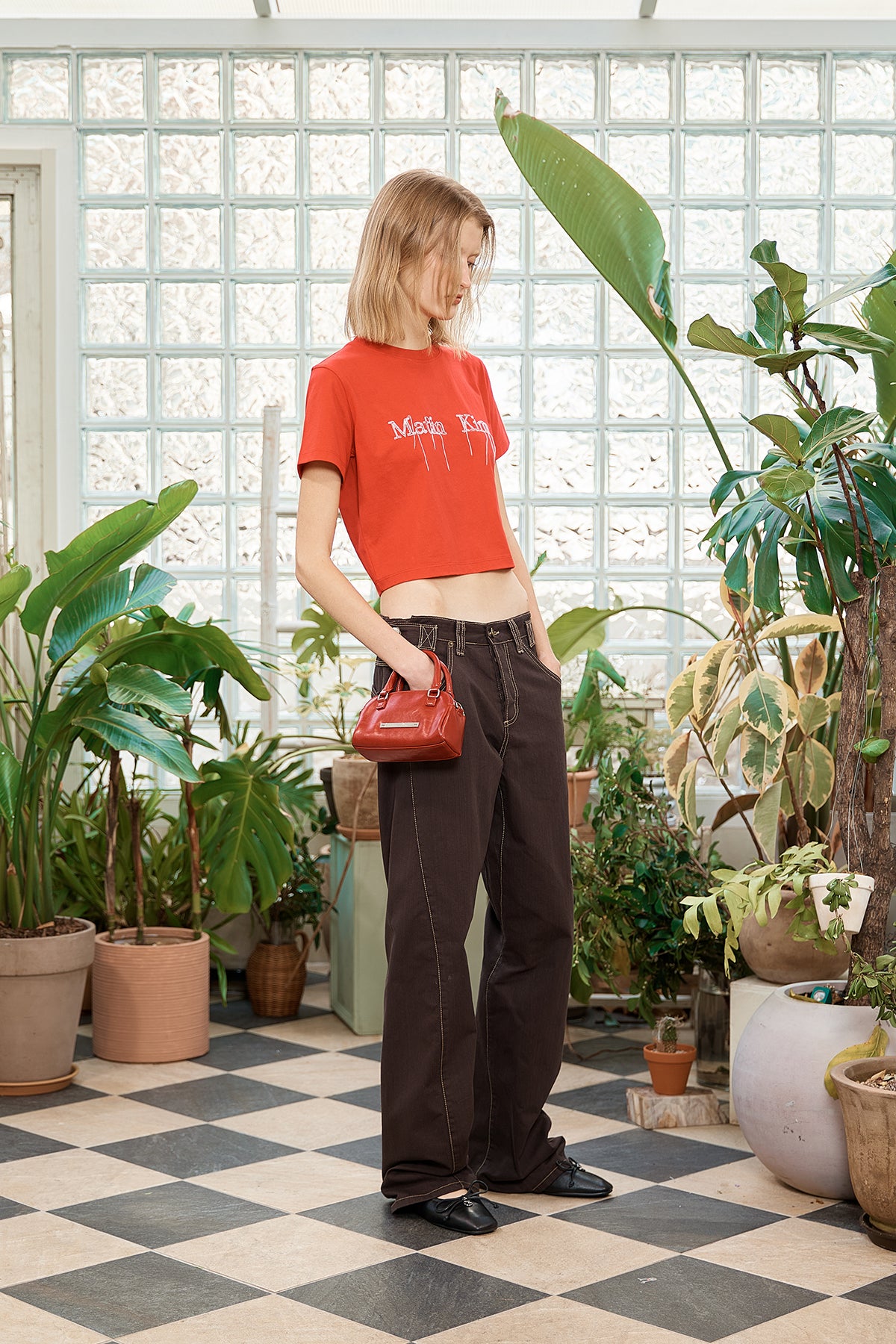 Matin Kim - Logo Thread Point Crop Top (Red) product image 10 | TRAB K-Fashion Australia