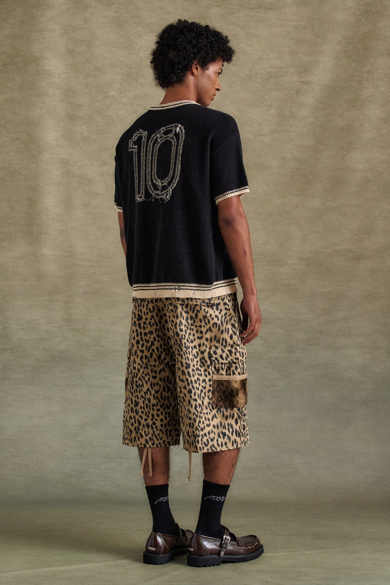 Andersson Bell - Depot Leopard Cargo Shorts (Beige) product image 2 | TRAB K-Fashion Australia
