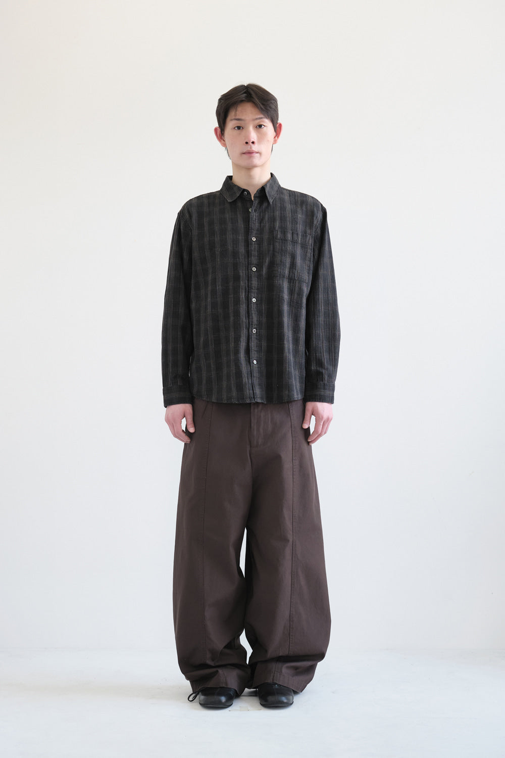 Hatchingroom - Museum Shirt Herringbone Check (Over Dyed Charcoal) product image 3 | TRAB K-Fashion Australia