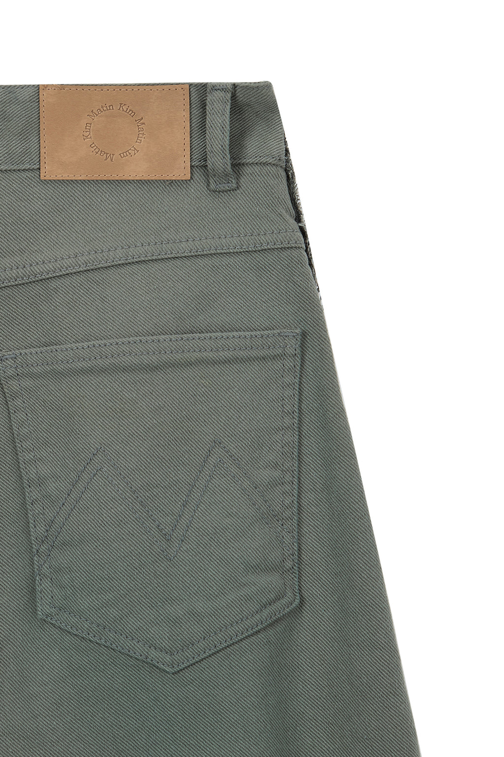 Matin Kim - Color Point Washed Denim Pants (Khaki) product image 4 | TRAB K-Fashion Australia