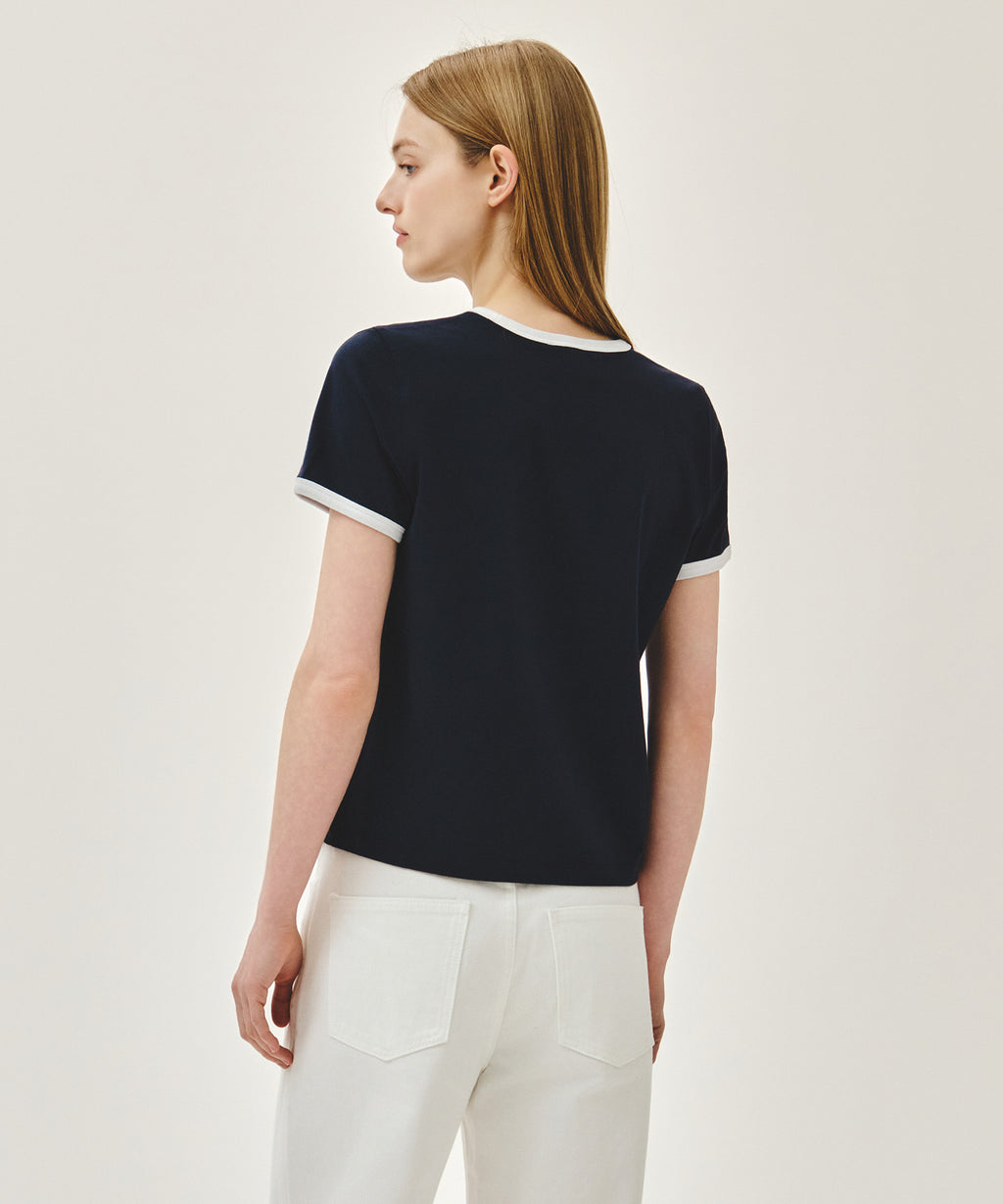 Marithe & Francois Girbaud - Classic Logo Ringer Tee (Navy) product image 3 | TRAB K-Fashion Australia
