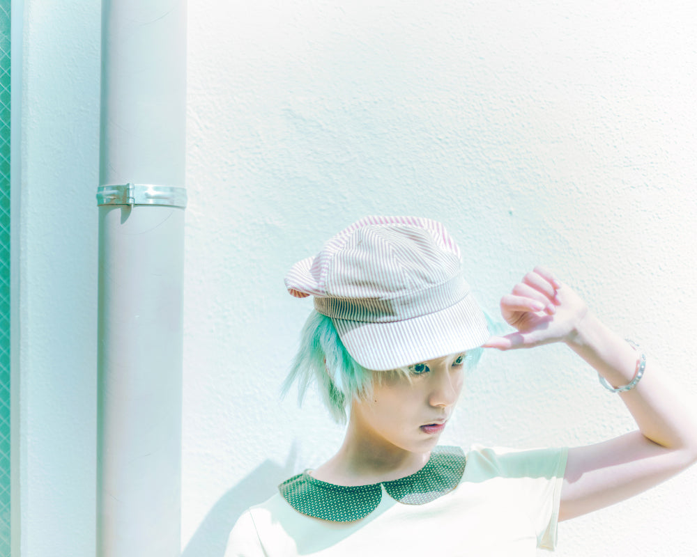 Coyseio - Striped Pintuck Puff Cap (Pink) product image 2 | TRAB K-Fashion Australia