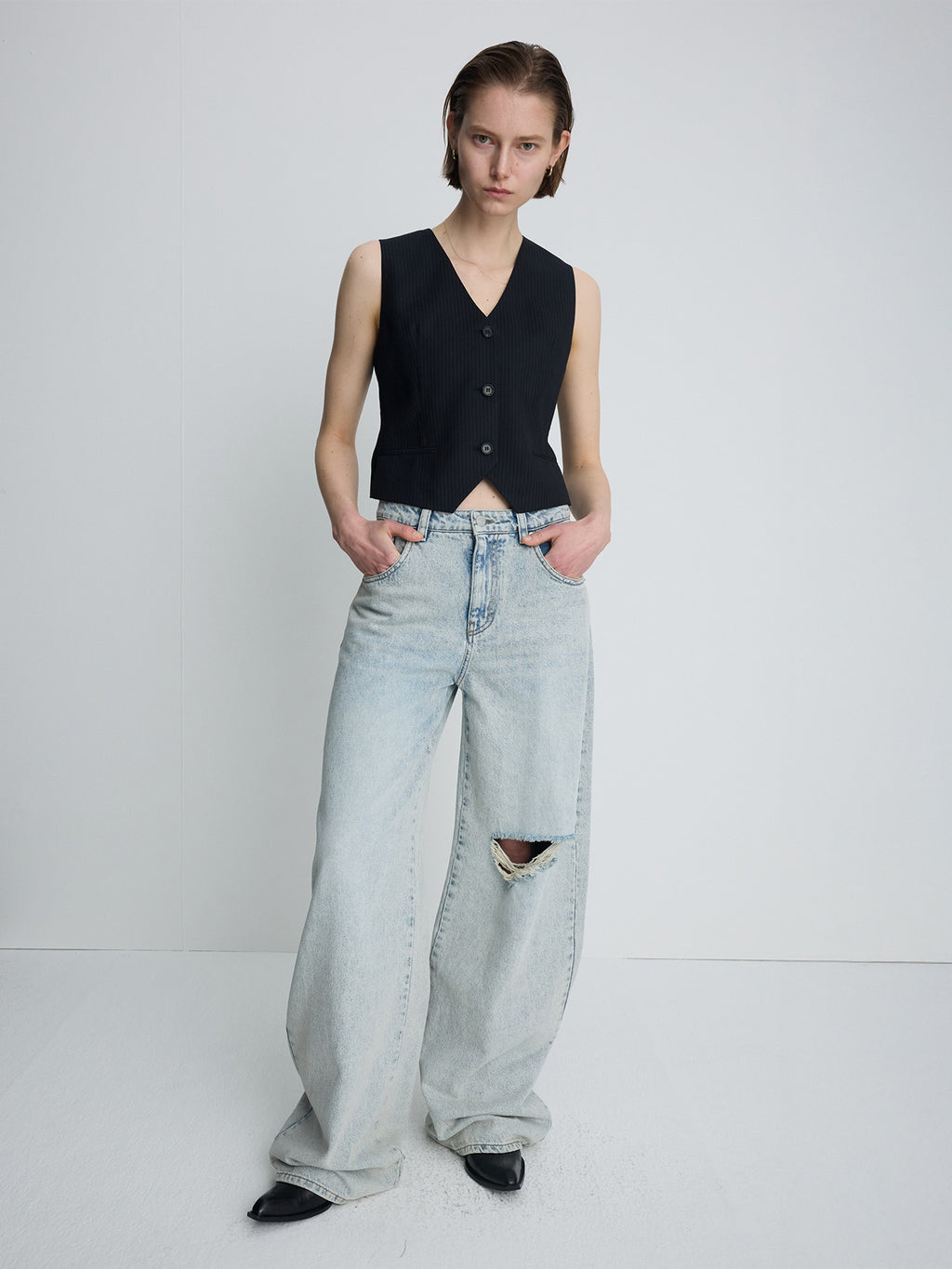 Tonywack - Wool Tailored Vest (Navy Pinstripe) product image 6 | TRAB K-Fashion Australia