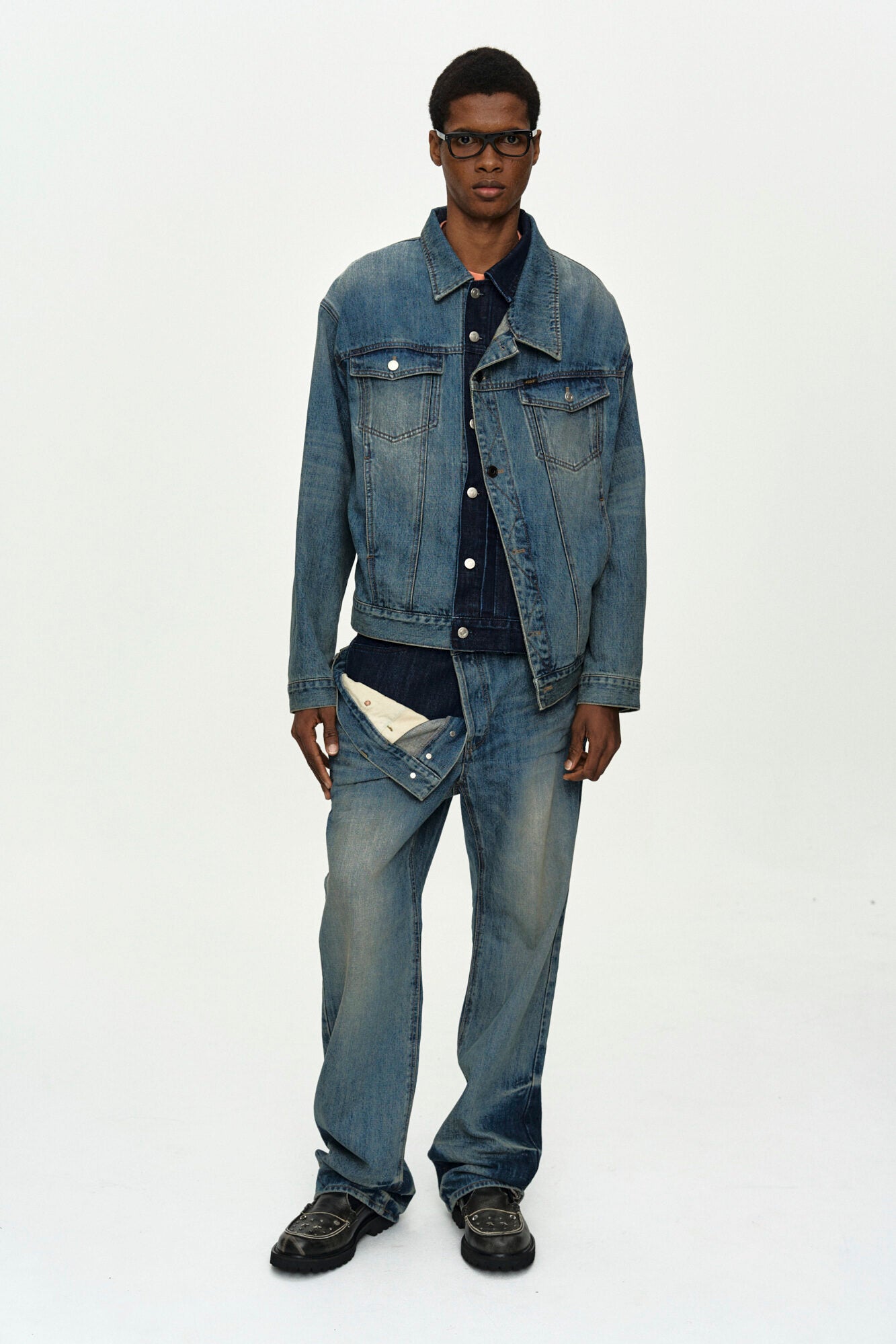 Andersson Bell - Unisex Asymmetric Layered Denim Jacket (Blue) product image 9 | TRAB K-Fashion Australia