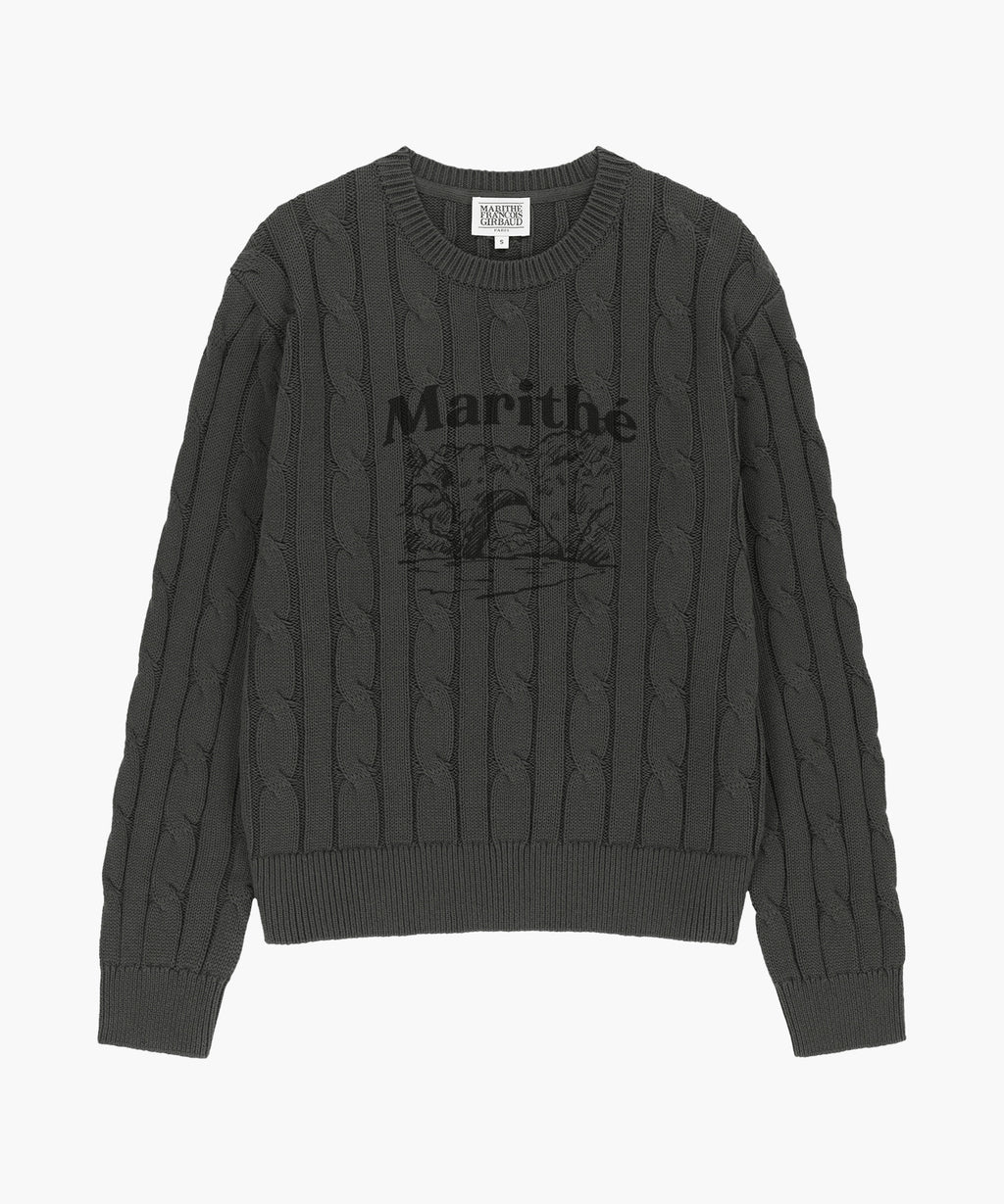 Marithe & Francois Girbaud - Graphic Cable Knit Pullover (Charcoal) product image 5 | TRAB K-Fashion Australia