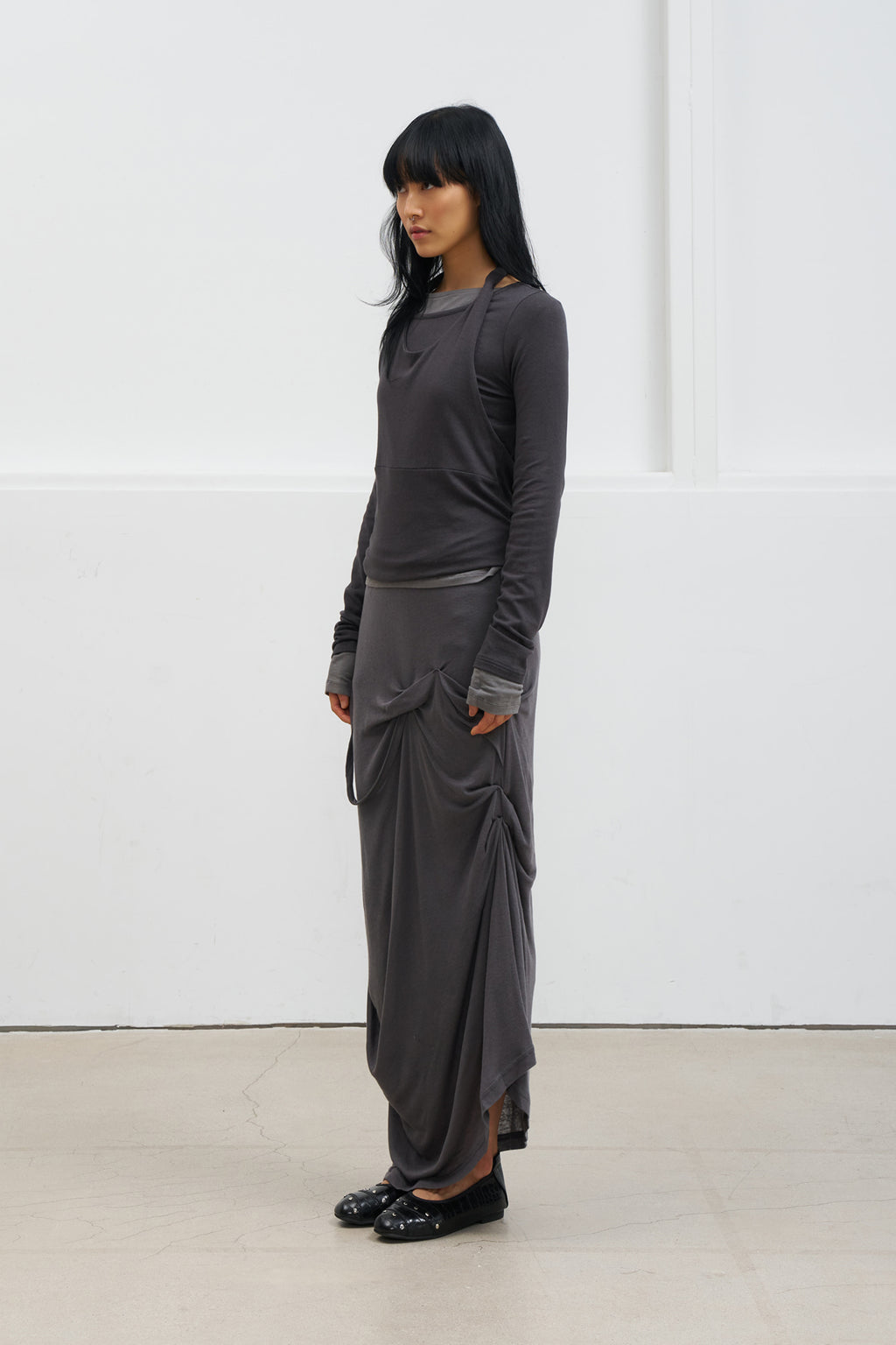 Deinet - Layered Halter Neck Long Sleeve (Charcoal) product image 2 | TRAB K-Fashion Australia