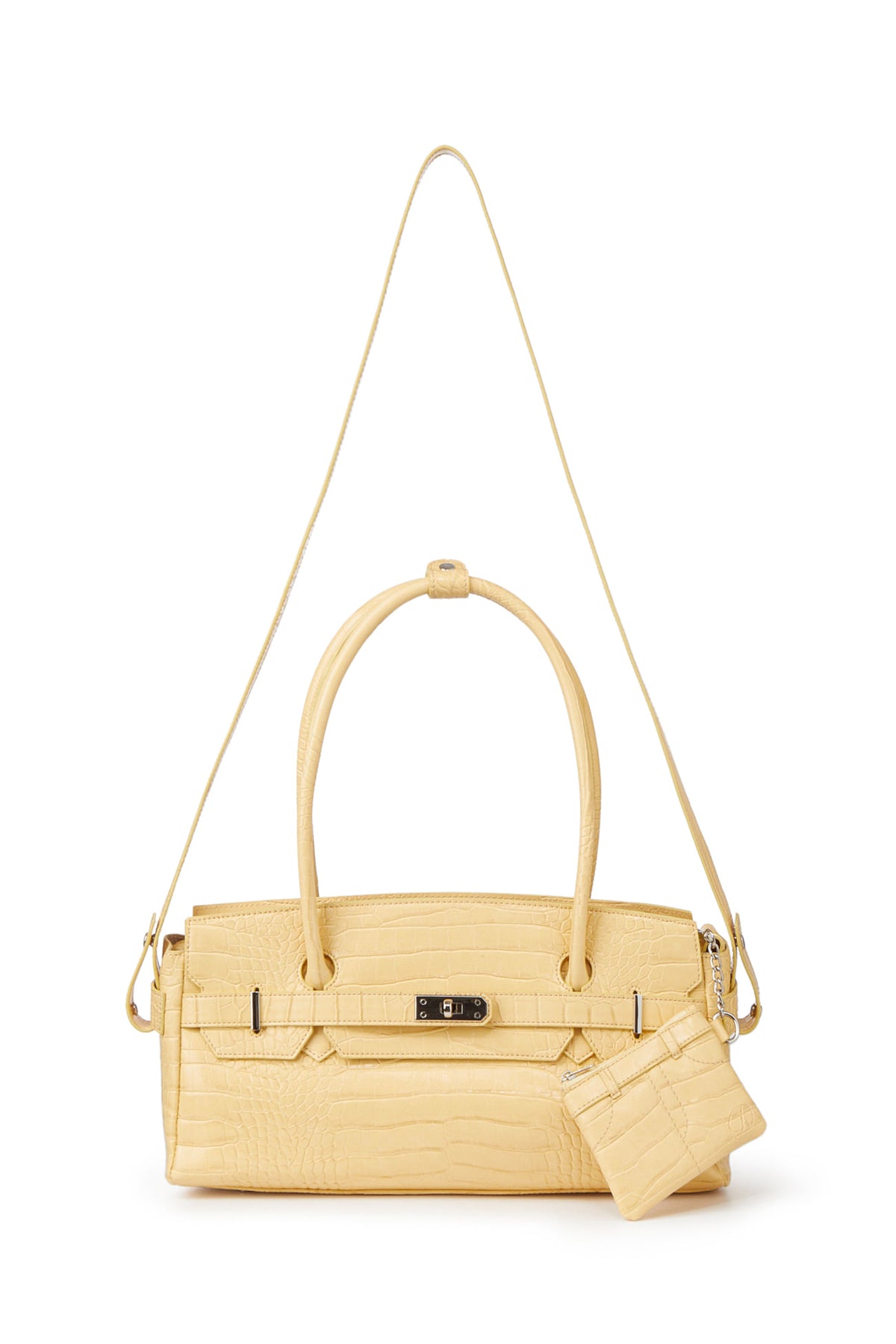 Deinet - Crocodile Pattern Two-Way Bag In Butter product image 5 | TRAB K-Fashion Australia