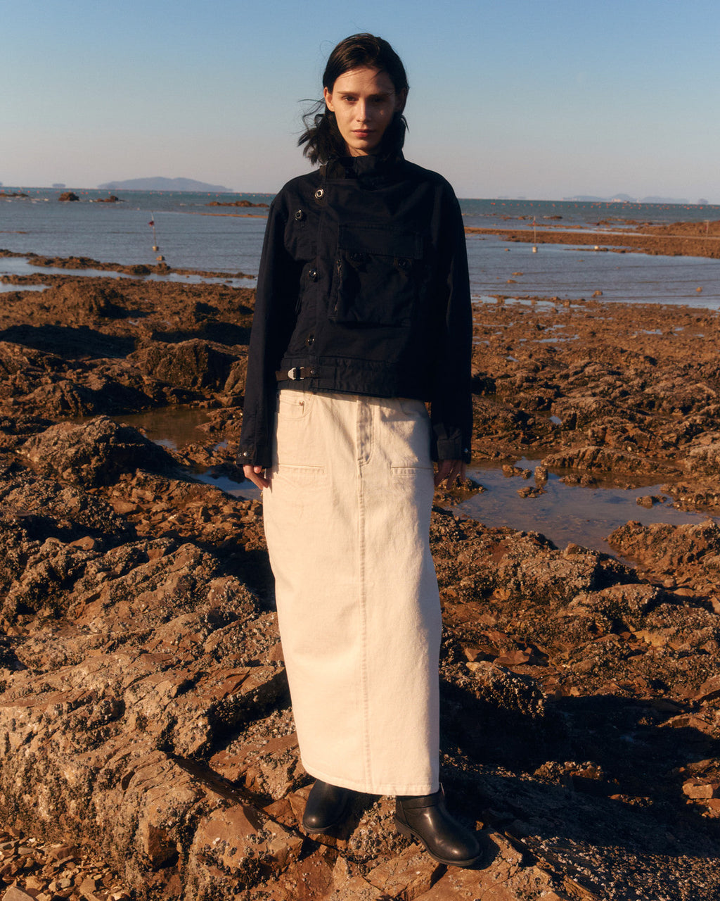 Eastlogue - Ridge Trail Wide Skirt (Ecru) product image 1 | TRAB K-Fashion Australia