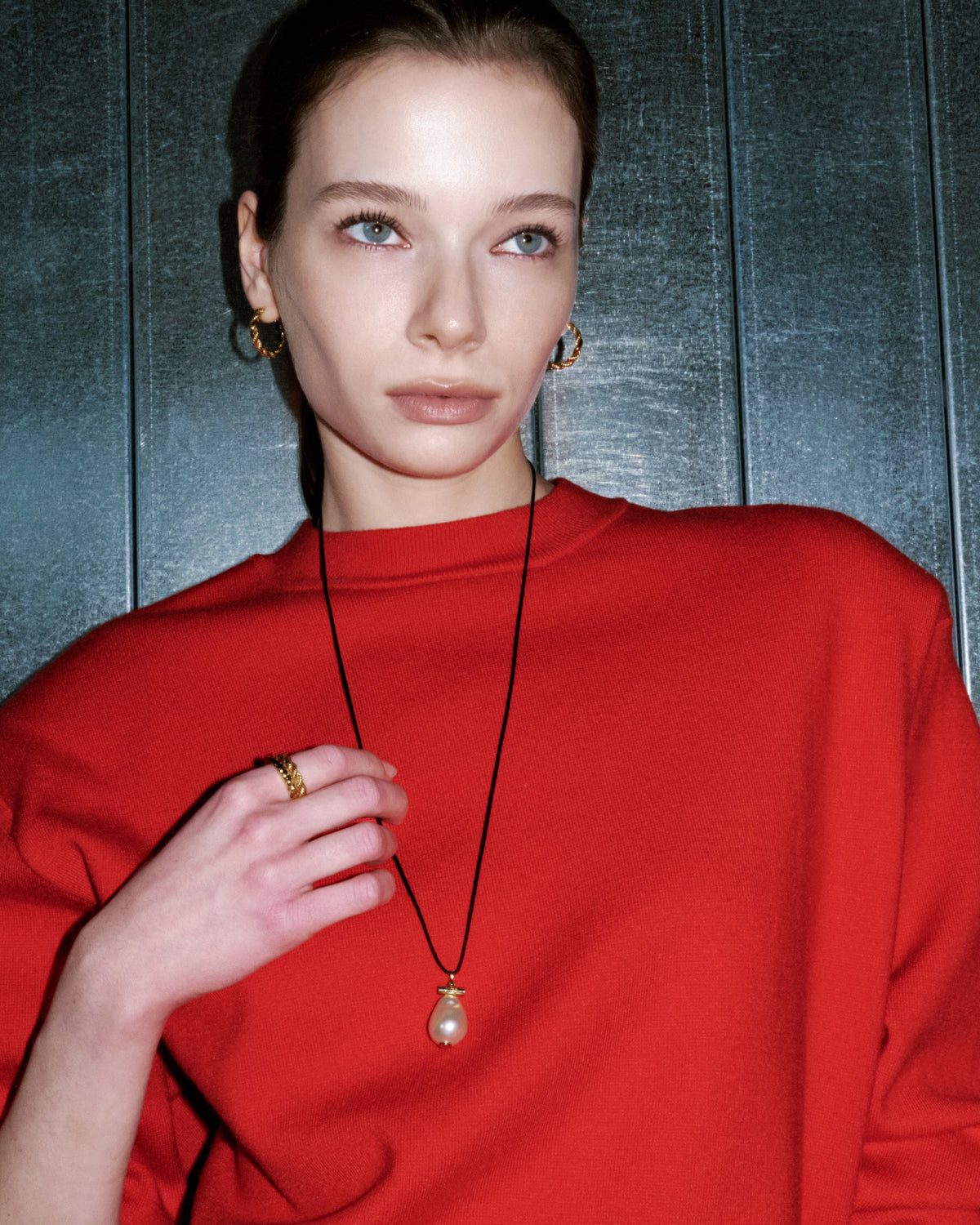 Numbering - Rope Texture Hoop Earrings #6104 product image 4 | TRAB K-Fashion Australia