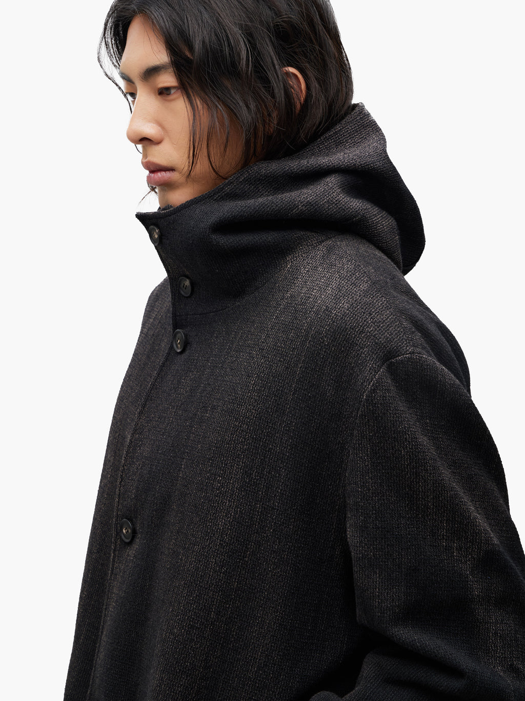 Jiyong Kim - Sun-Bleached Hooded Coat (Black) product image 5 | TRAB K-Fashion Australia