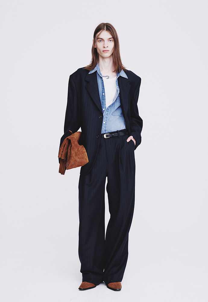 Tonywack - Virgin Wool Oversized Blazer (D.Navy Pinstripe) product image 3 | TRAB K-Fashion Australia