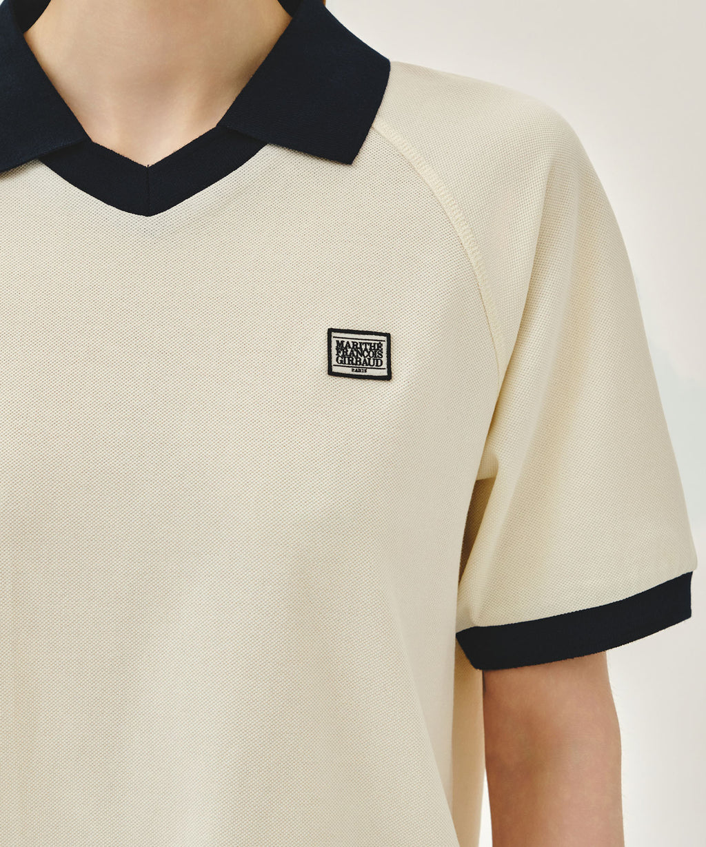 Marithe & Francois Girbaud - Small Classic Logo Pk Collar Point Tee (Ivory) product image 3 | TRAB K-Fashion Australia