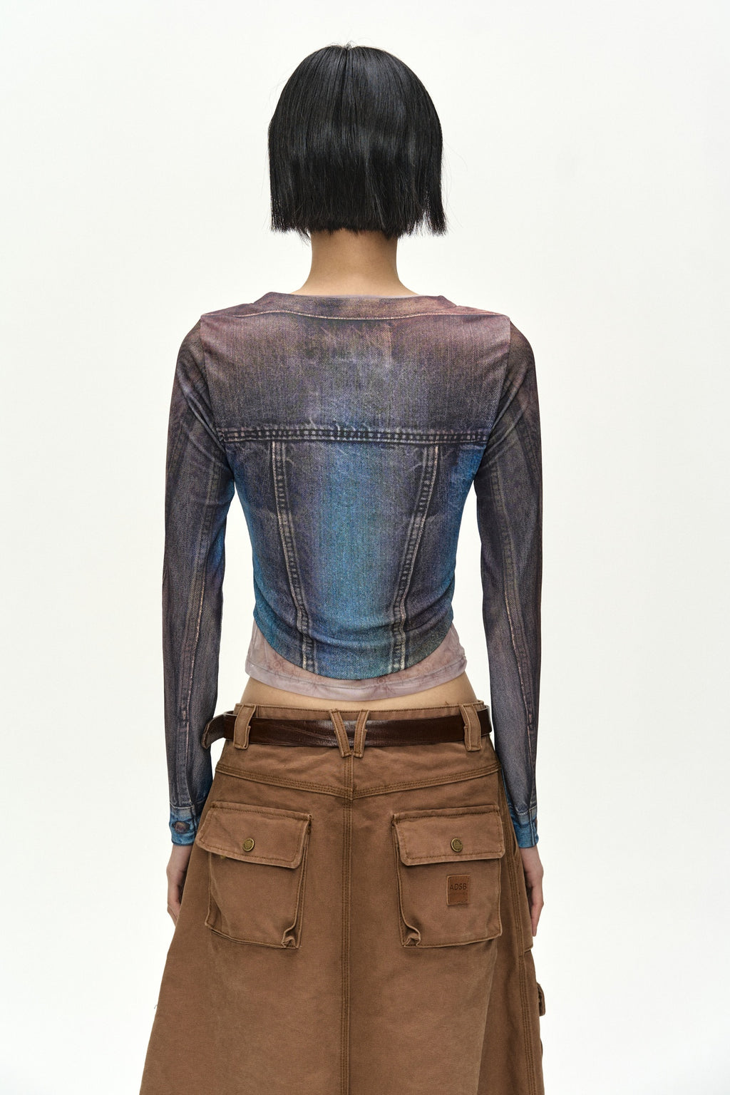 Andersson Bell - Trompe L'oeil Denim Layered Tattoo Top (brown) (Brown) product image 5 | TRAB K-Fashion Australia