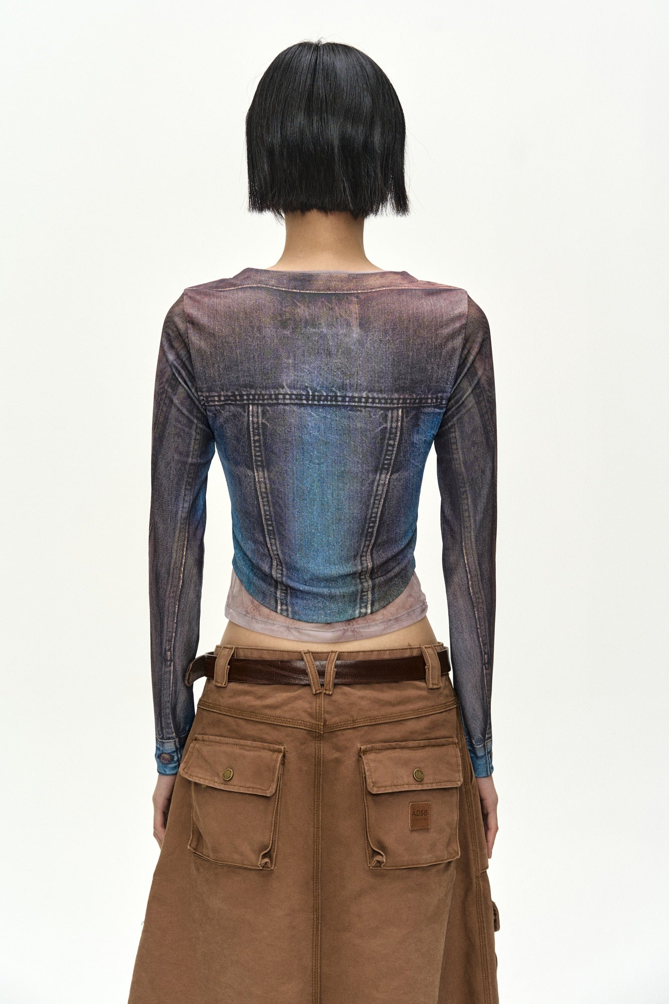Andersson Bell - Trompe L'oeil Denim Layered Tattoo Top (brown) (Brown) product image 5 | TRAB K-Fashion Australia