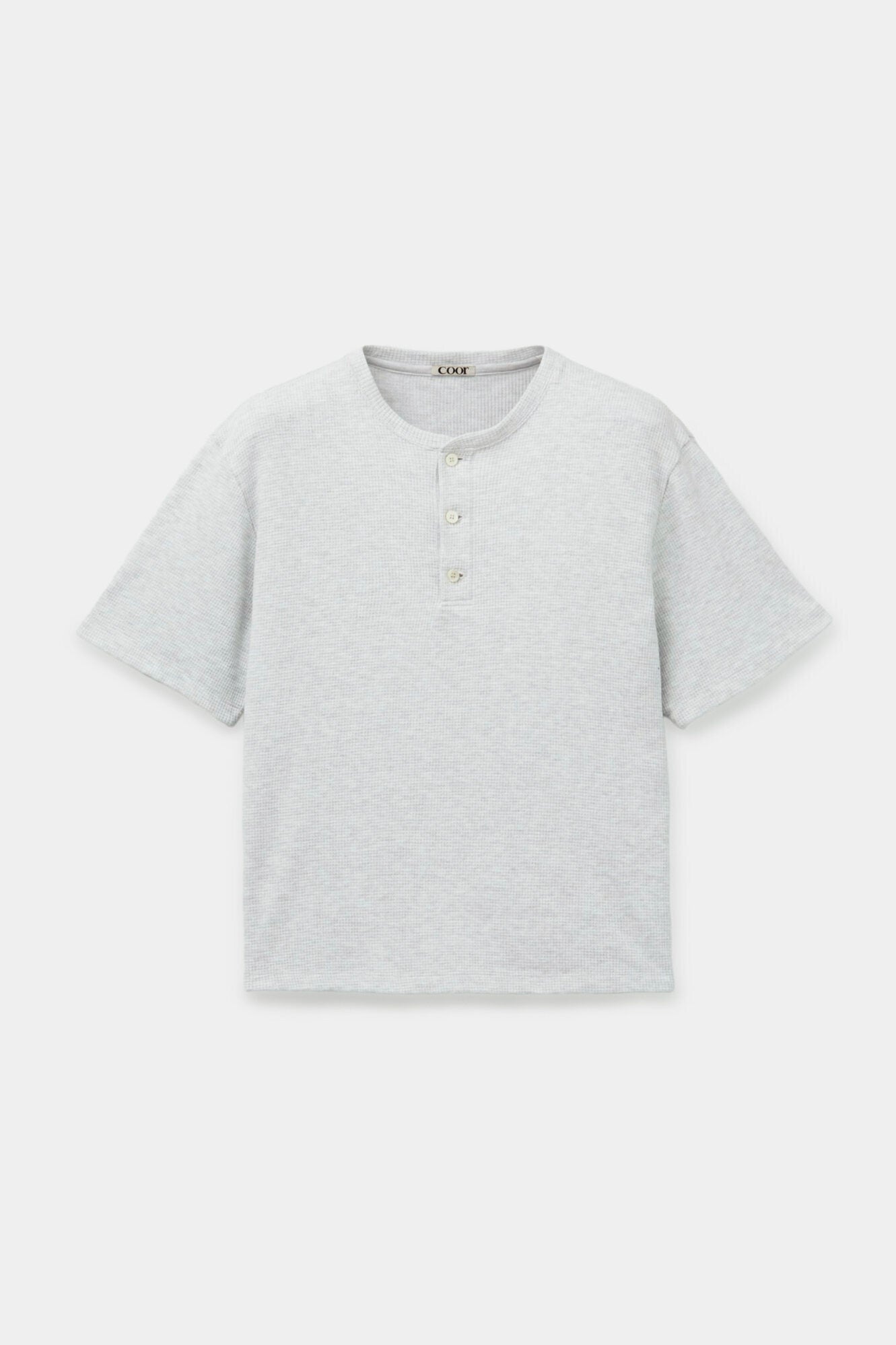 Coor - Waffle Henley T-Shirt (Light Gray) product image 1 | TRAB K-Fashion Australia