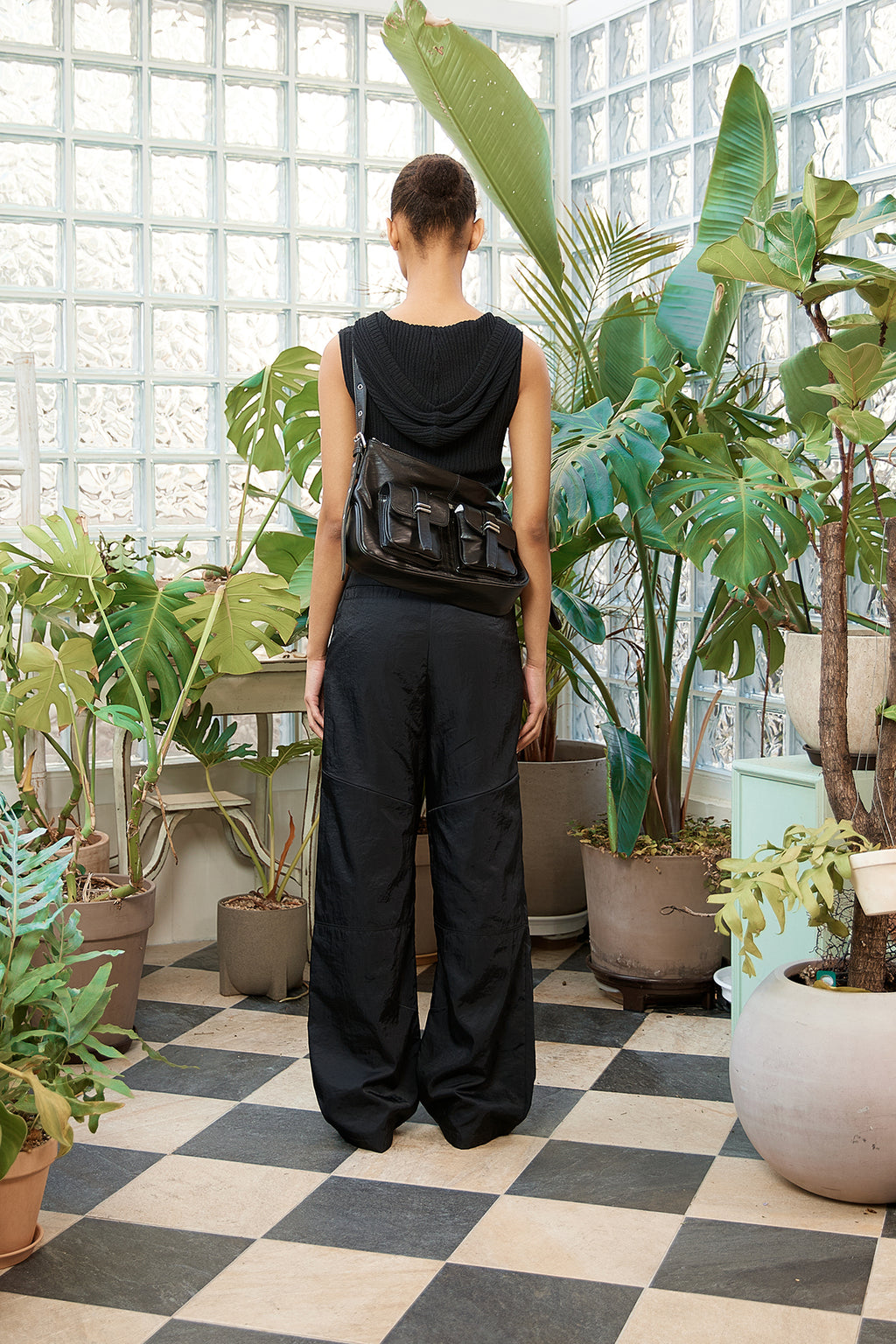 Matin Kim - Wrap Sleeveless Knit Hoody Top (Black) product image 7 | TRAB K-Fashion Australia