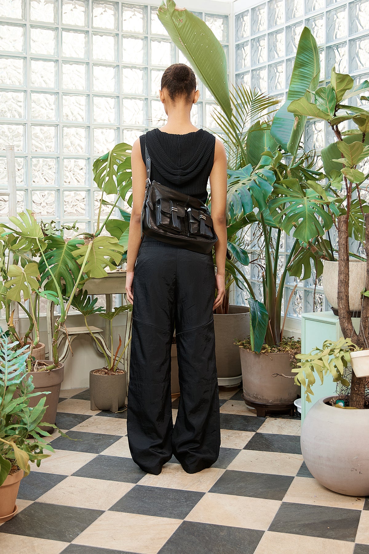 Matin Kim - Wrap Sleeveless Knit Hoody Top (Black) product image 7 | TRAB K-Fashion Australia