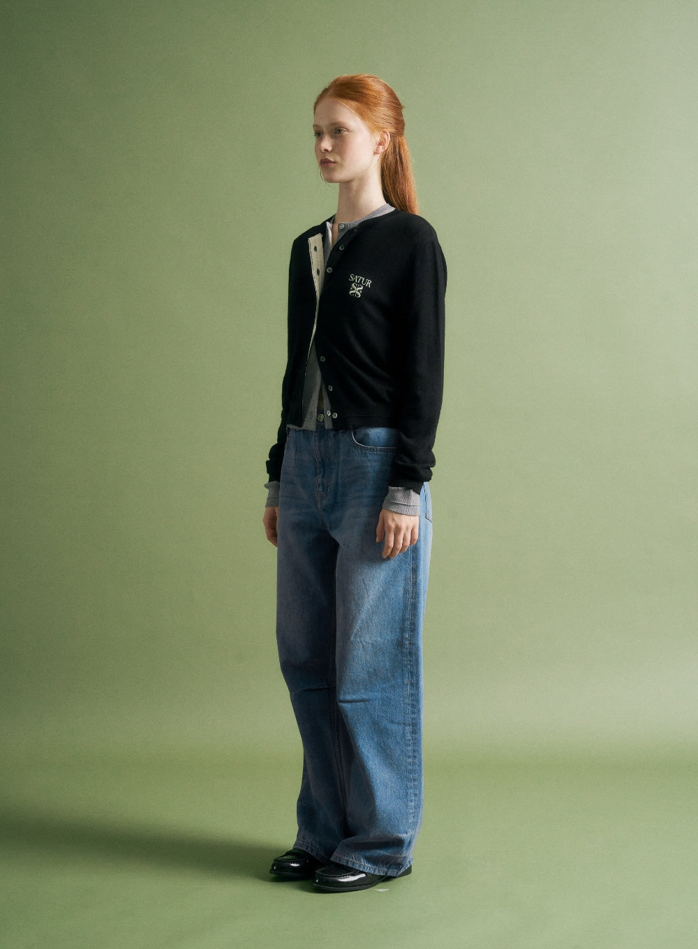 Satur - (W) Loren Basic Crewneck Fine Cardigan (Black) product image 3 | TRAB K-Fashion Australia