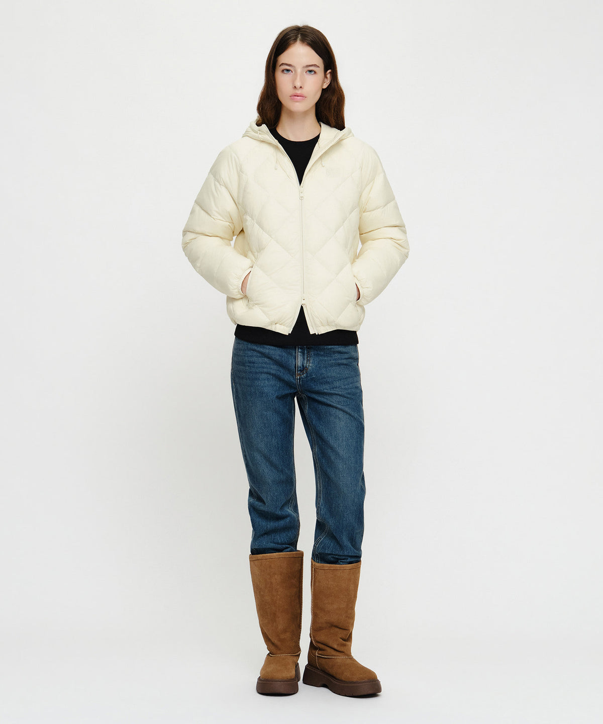 Marithe & Francois Girbaud - Hooded Lightweight Down Jacket (Ivory) product image 5 | TRAB K-Fashion Australia