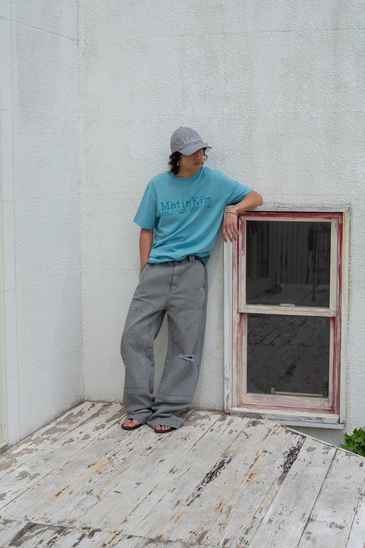Matin Kim - Vintage Painting Carpenter Pants (Grey) product image 12 | TRAB K-Fashion Australia