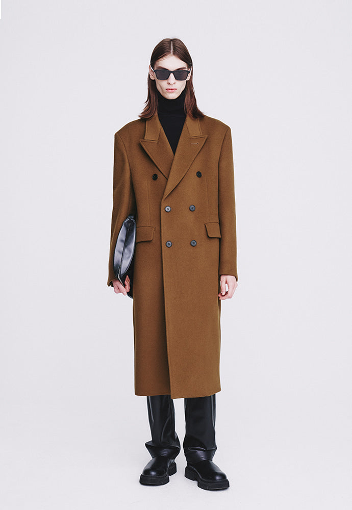 Tonywack - Cashmere Double-Breasted Tailored Coat (Dark Camel) product image 1 | TRAB K-Fashion Australia