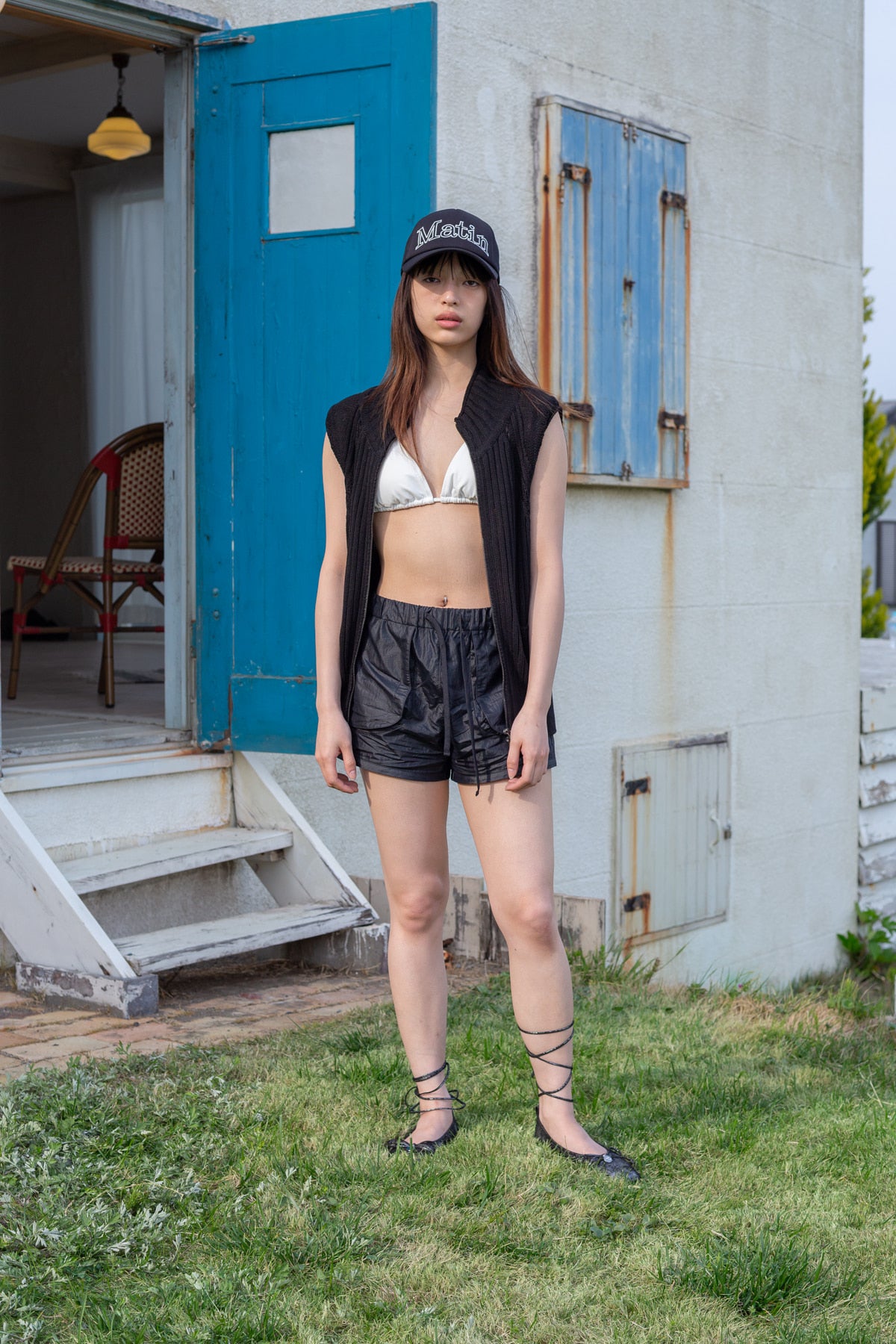 Matin Kim - Back Logo High Neck Knit Vest (Black) product image 8 | TRAB K-Fashion Australia