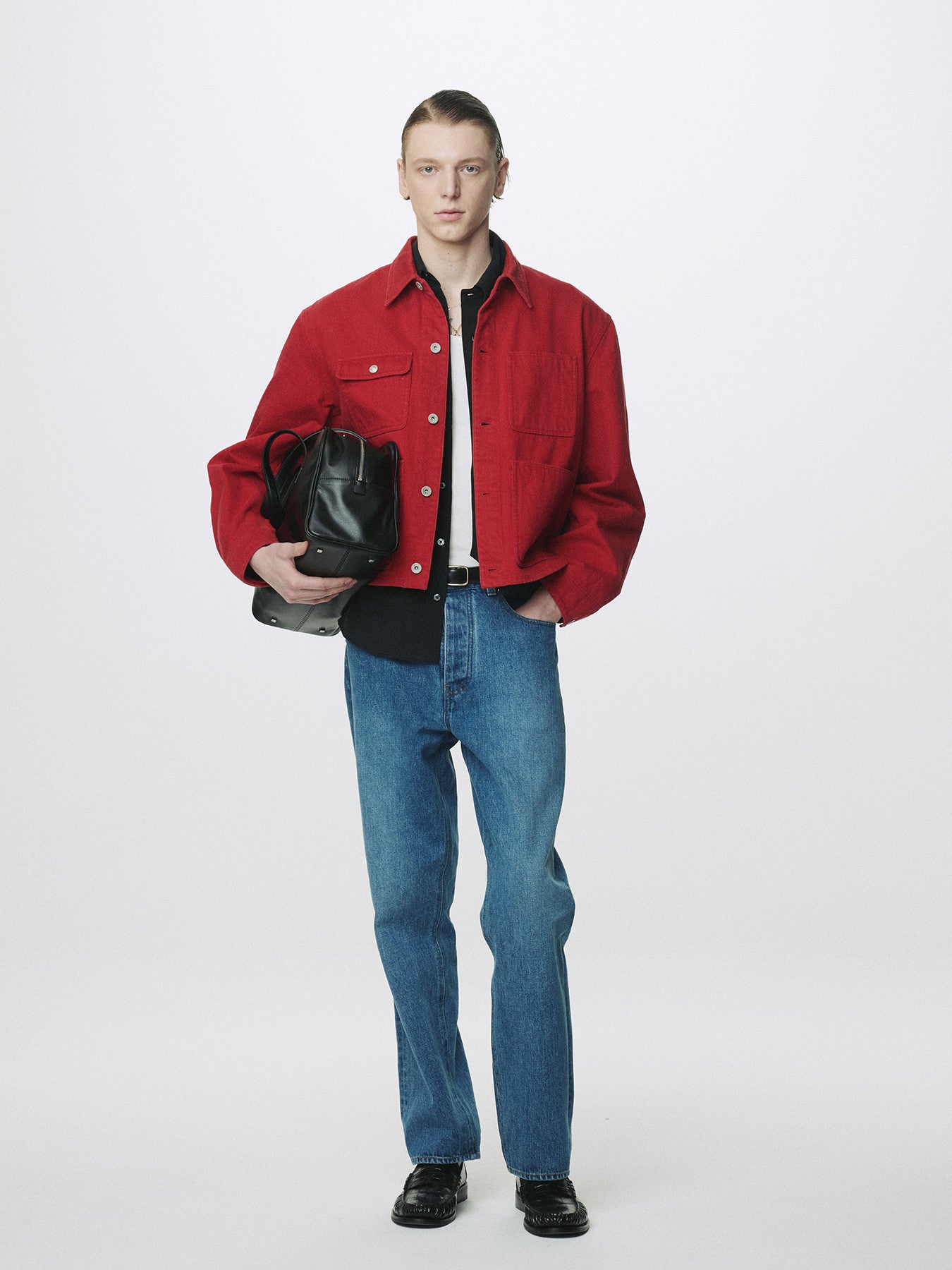 Tonywack - Slub Cotton Cropped Work Jacket (Red) product image 2 | TRAB K-Fashion Australia