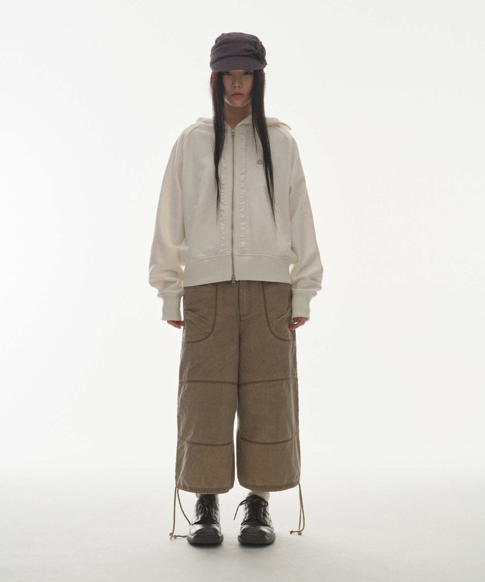 Coyseio - Ruffle Lace Hood Zip-Up (White) | TRAB K-Fashion Australia