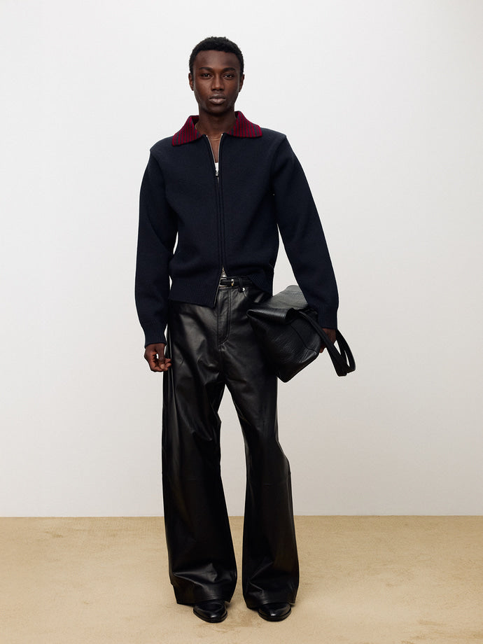 Tonywack - Contrast Collar Full-Zip Blouson (Navy) product image 2 | TRAB K-Fashion Australia