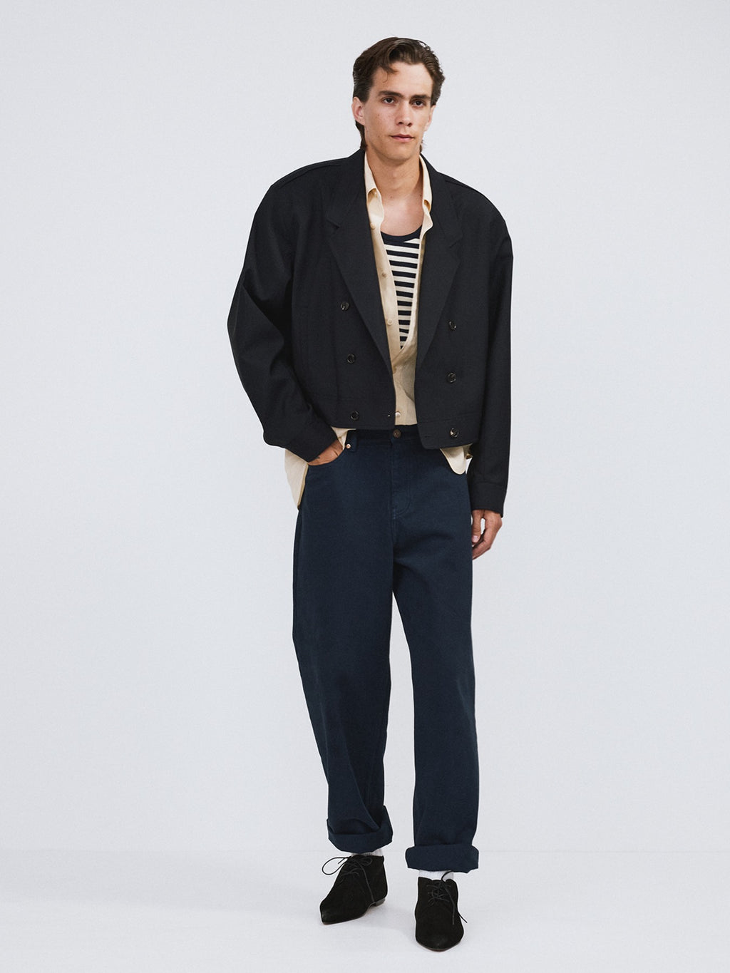 Recto - Double Breasted Short Jumper (Dark Navy) product image 1 | TRAB K-Fashion Australia