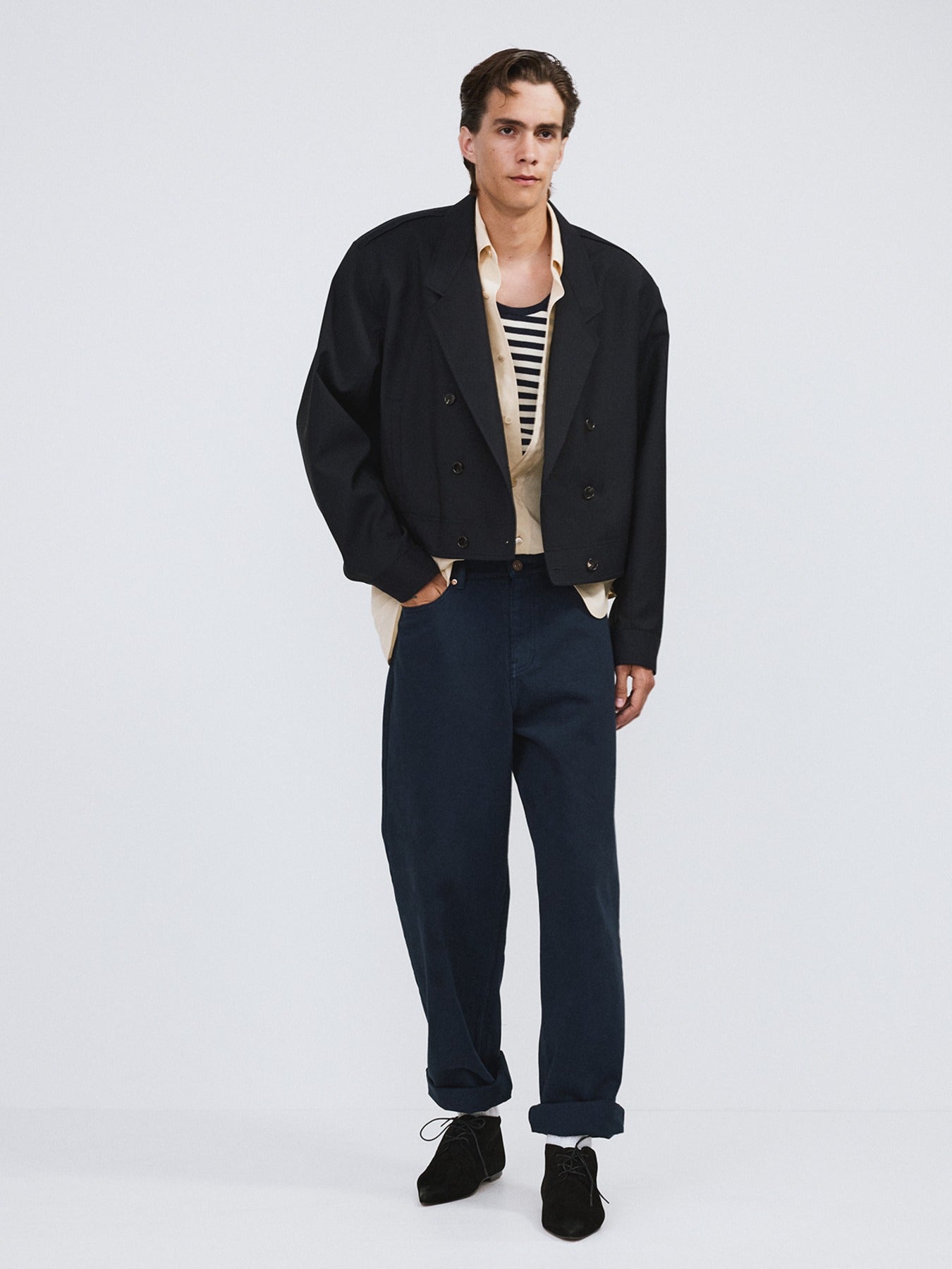 Recto - Double Breasted Short Jumper (Dark Navy) product image 1 | TRAB K-Fashion Australia