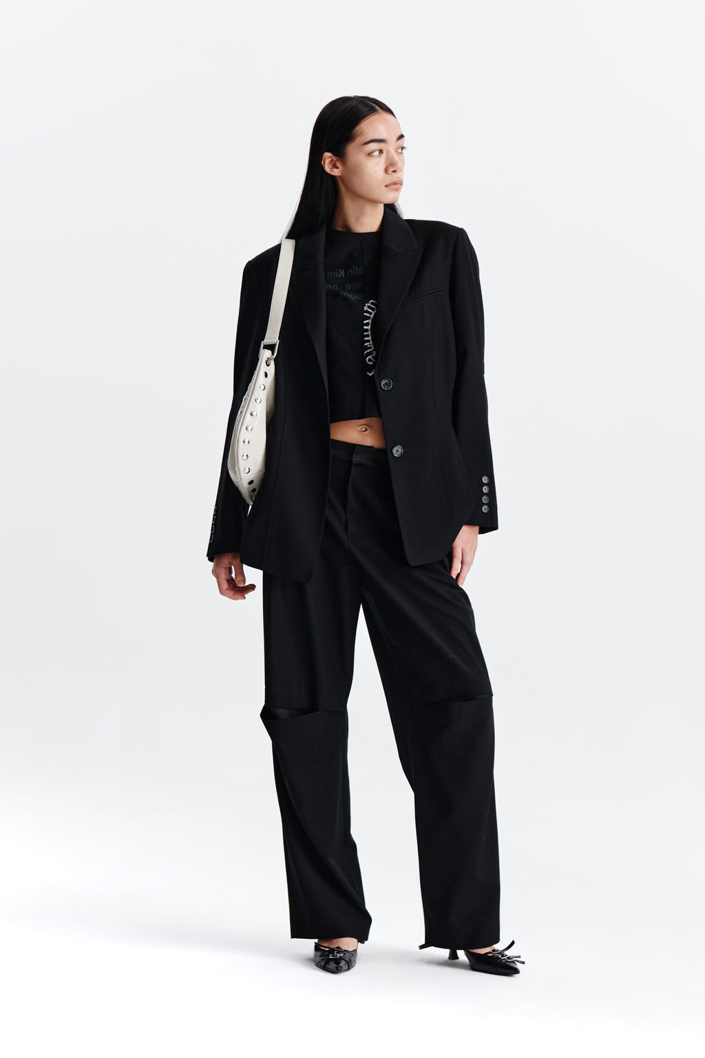 Matin Kim - Knee Cut Out Detail Trouser (Black) product image 8 | TRAB K-Fashion Australia