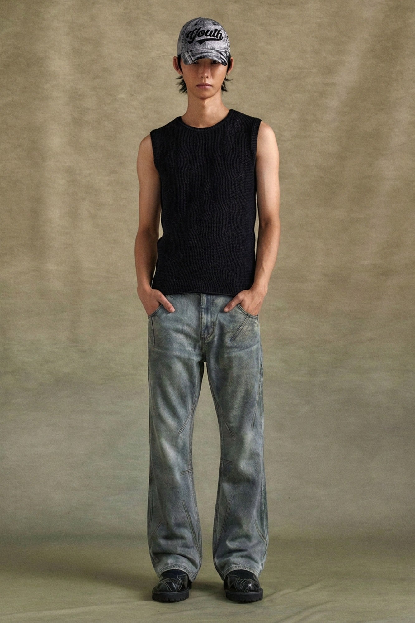 Andersson Bell - Dirty Spray Washed Wide Leg Jeans (L.Blue) product image 1 | TRAB K-Fashion Australia