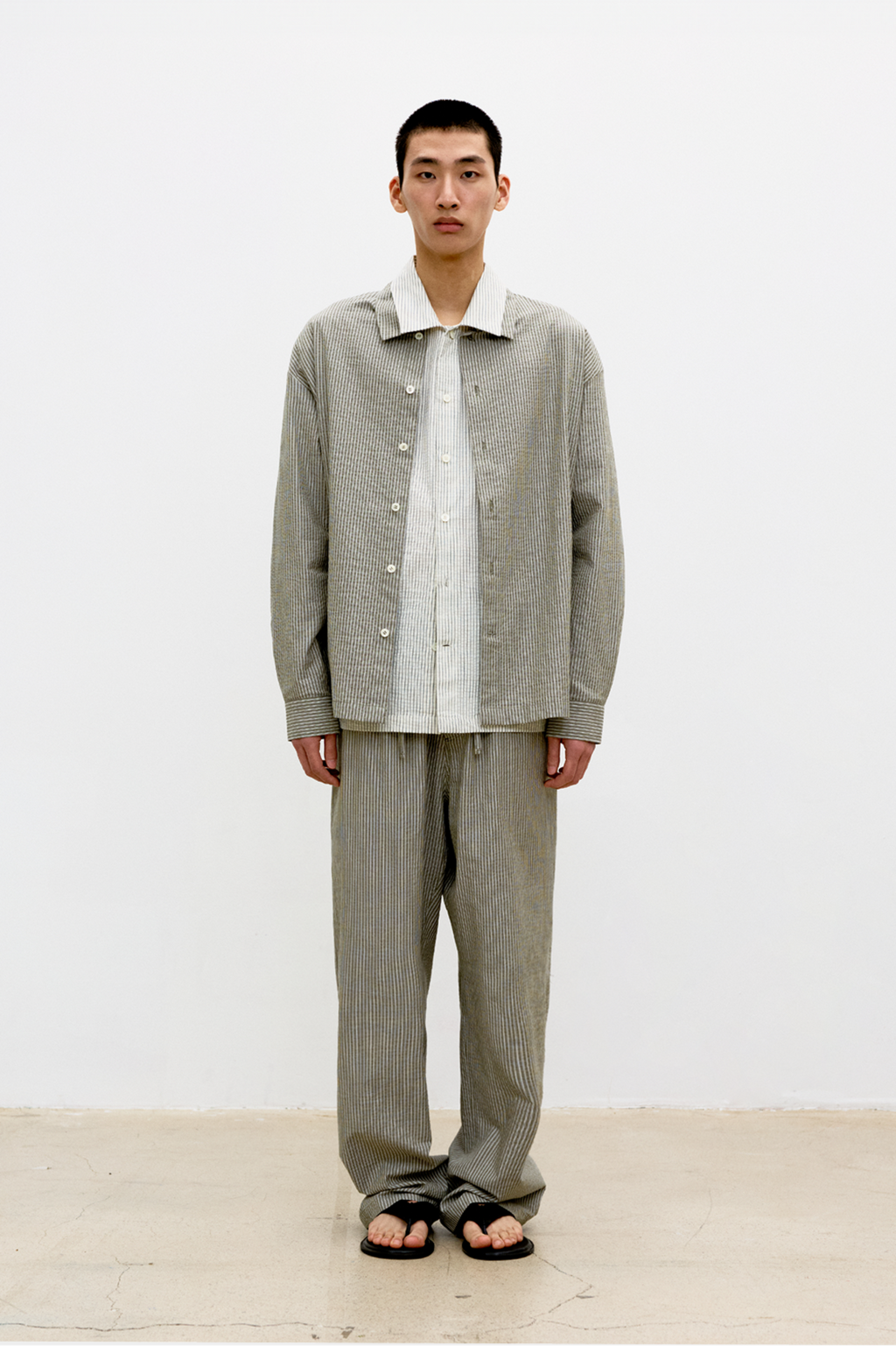 Coor - Stripe Cotton Lounge Pants (Khaki) product image 2 | TRAB K-Fashion Australia