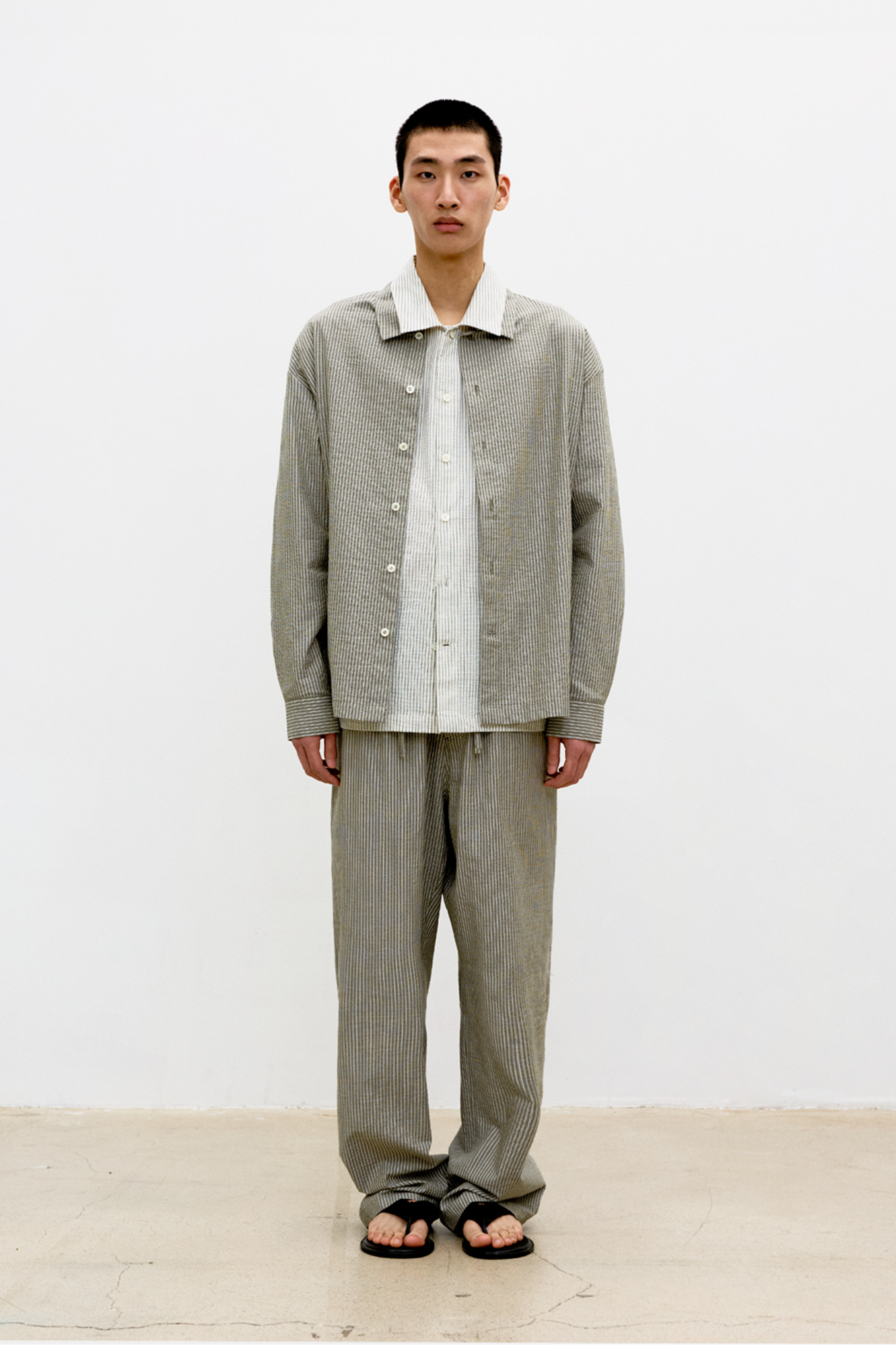 Coor - Stripe Cotton Lounge Pants (Khaki) product image 2 | TRAB K-Fashion Australia