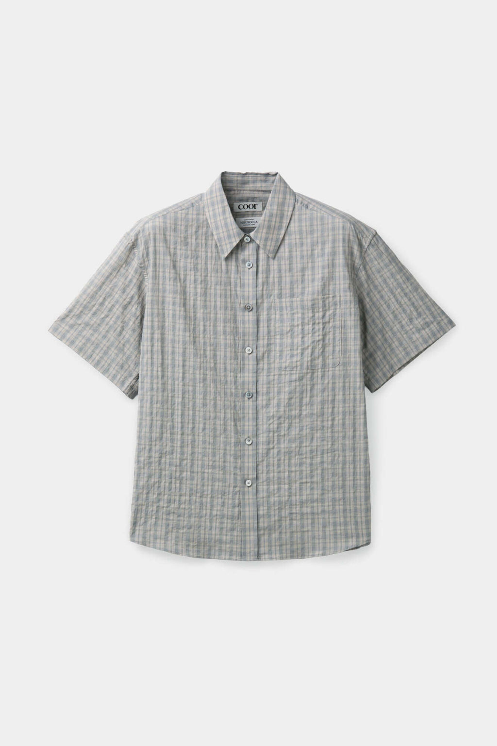 Coor - Alternative Wrinkle Check Half Shirt (Washed Khaki Beige) product image 1 | TRAB K-Fashion Australia