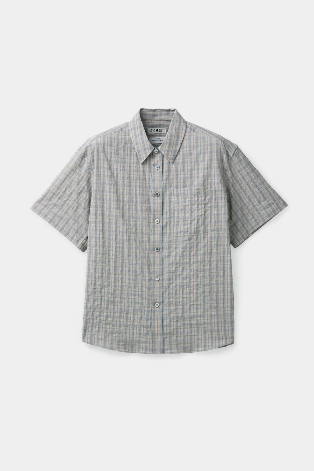 Coor - Alternative Wrinkle Check Half Shirt (Washed Khaki Beige) product image 1 | TRAB K-Fashion Australia