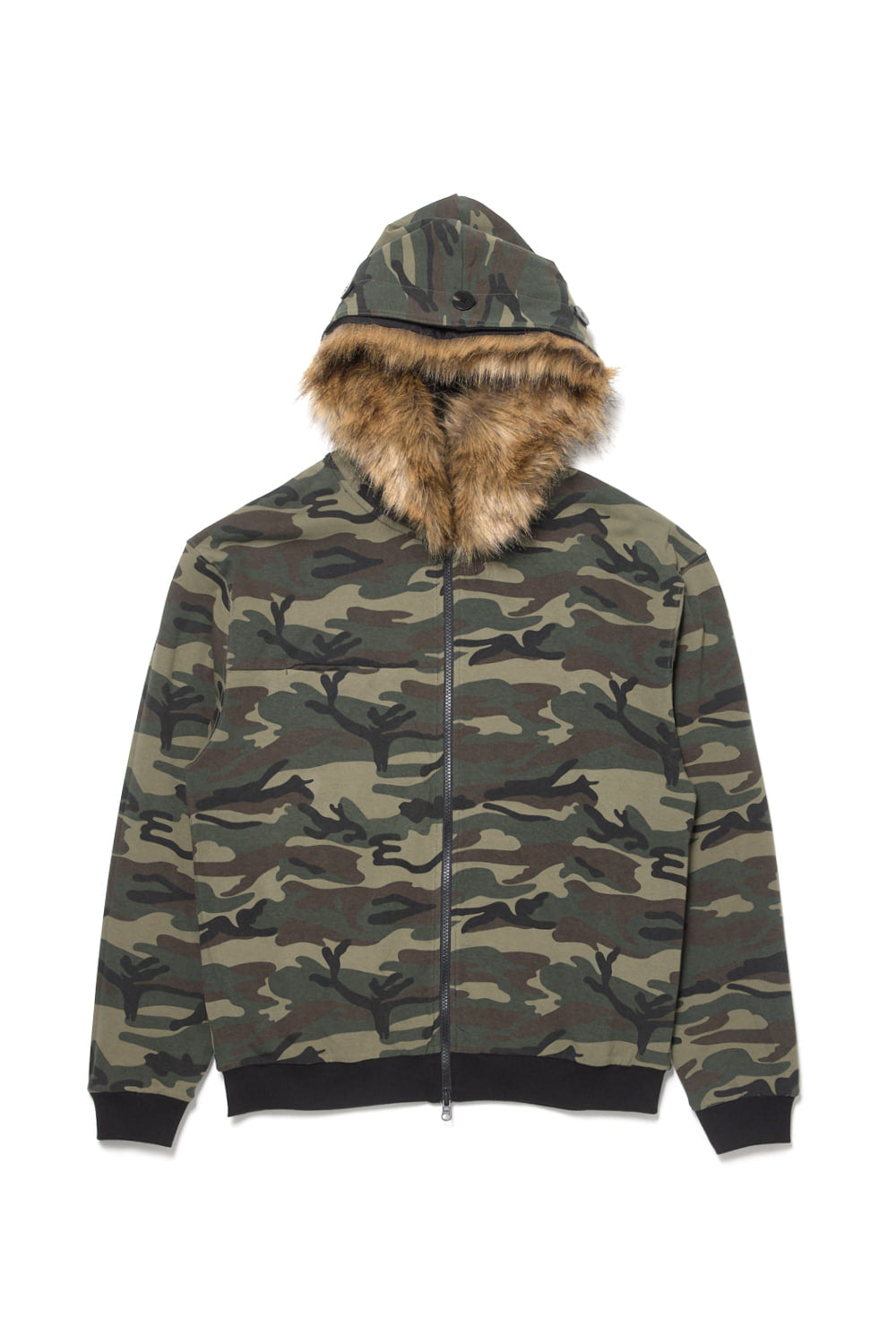 Hatchingroom - Reversible Faux Fur Hoodie (Black/Camo Khaki) product image 5 | TRAB K-Fashion Australia