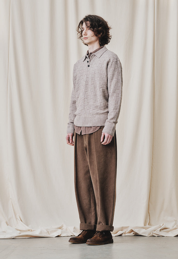 Art if acts - Checkerboard Collar Knit (Mushroom) product image 4 | TRAB K-Fashion Australia