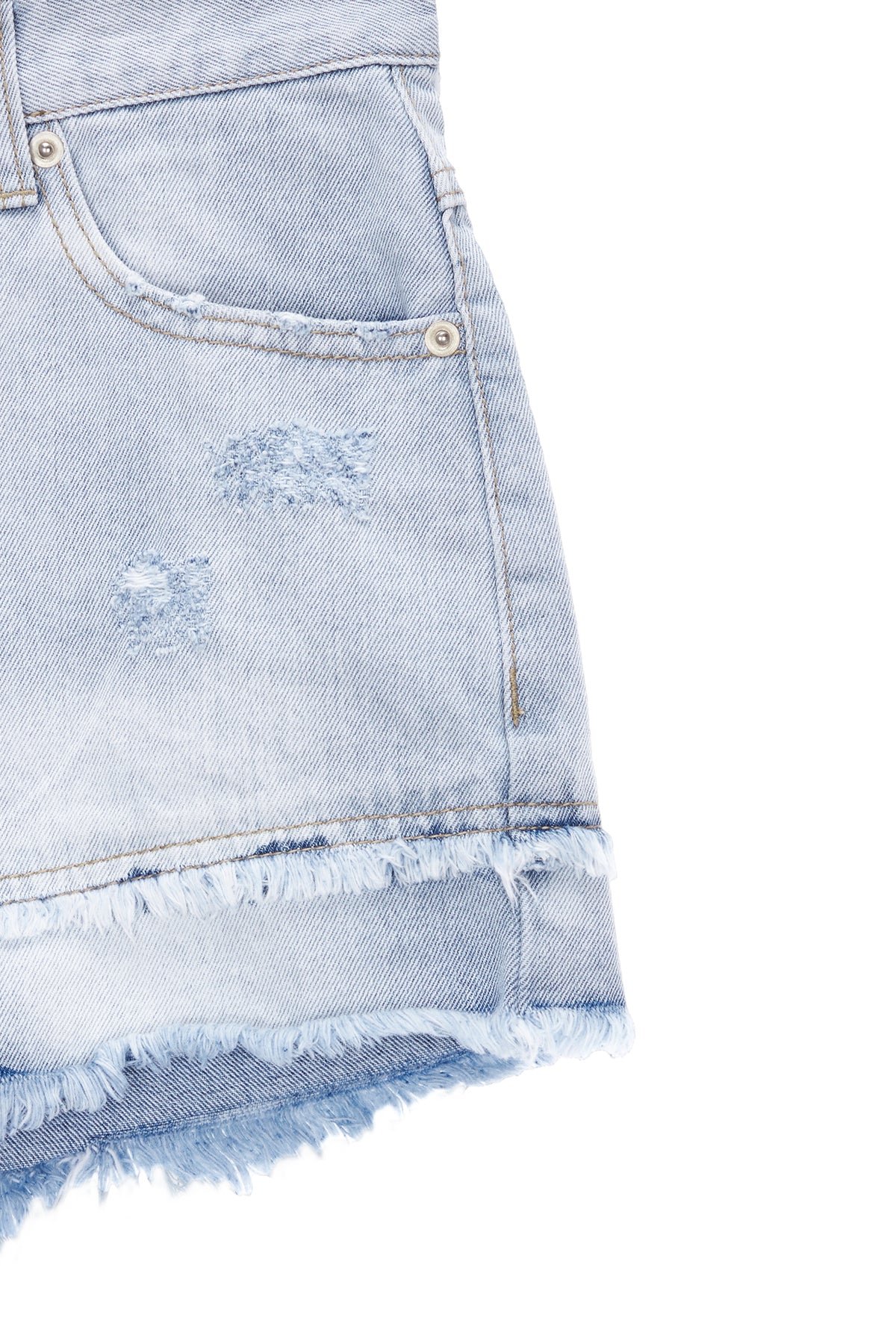 Matin Kim - Double Cutted Denim Shorts (Sky) product image 4 | TRAB K-Fashion Australia