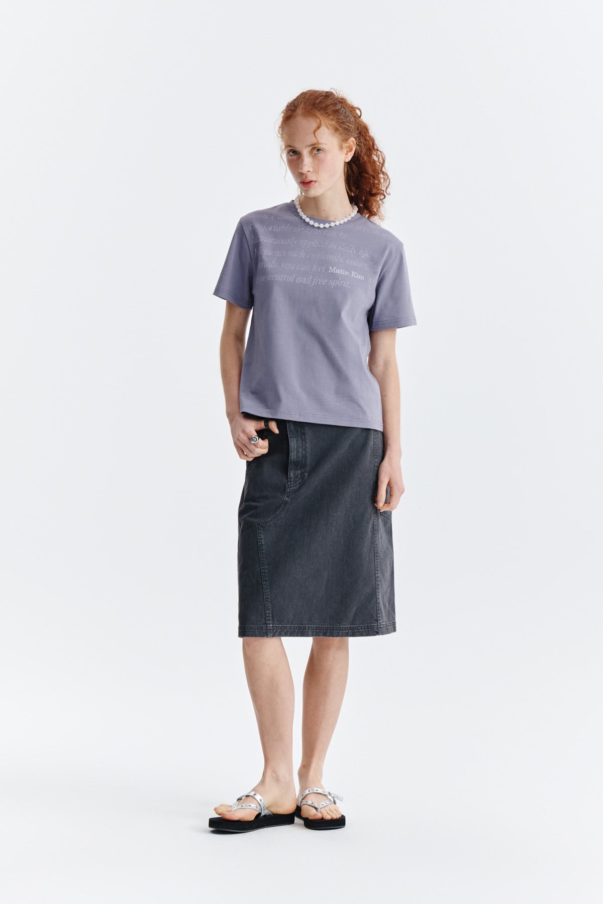 Matin Kim - Logo Point Lettering Graphic Top (Purple) product image 8 | TRAB K-Fashion Australia